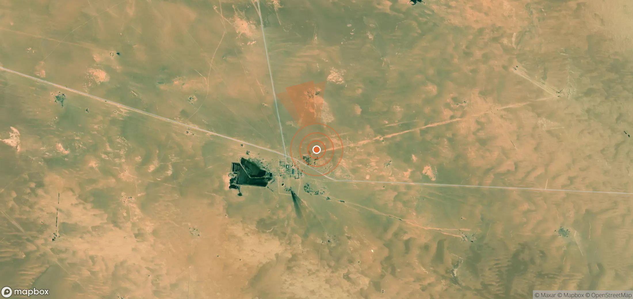 Satellite map of methane plume locations in Libya