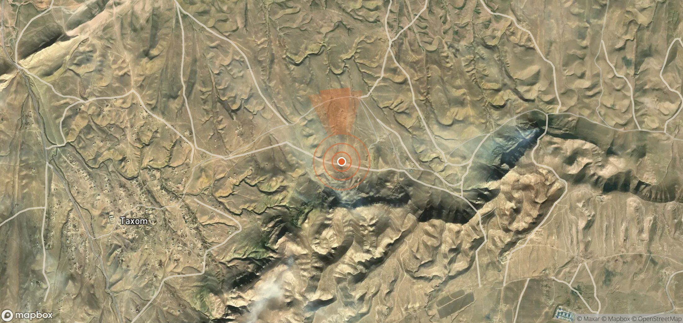 Mapa satelital de plumas de metano en Uzbekistán
