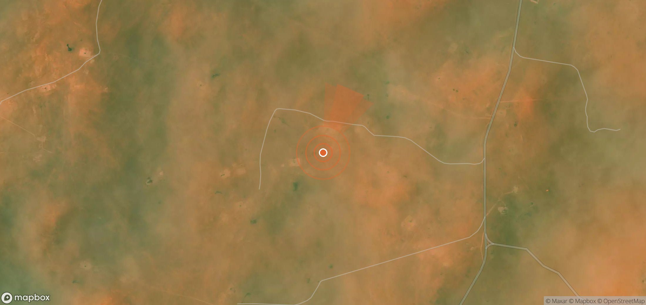 Satellite map of methane plume locations in Algeria