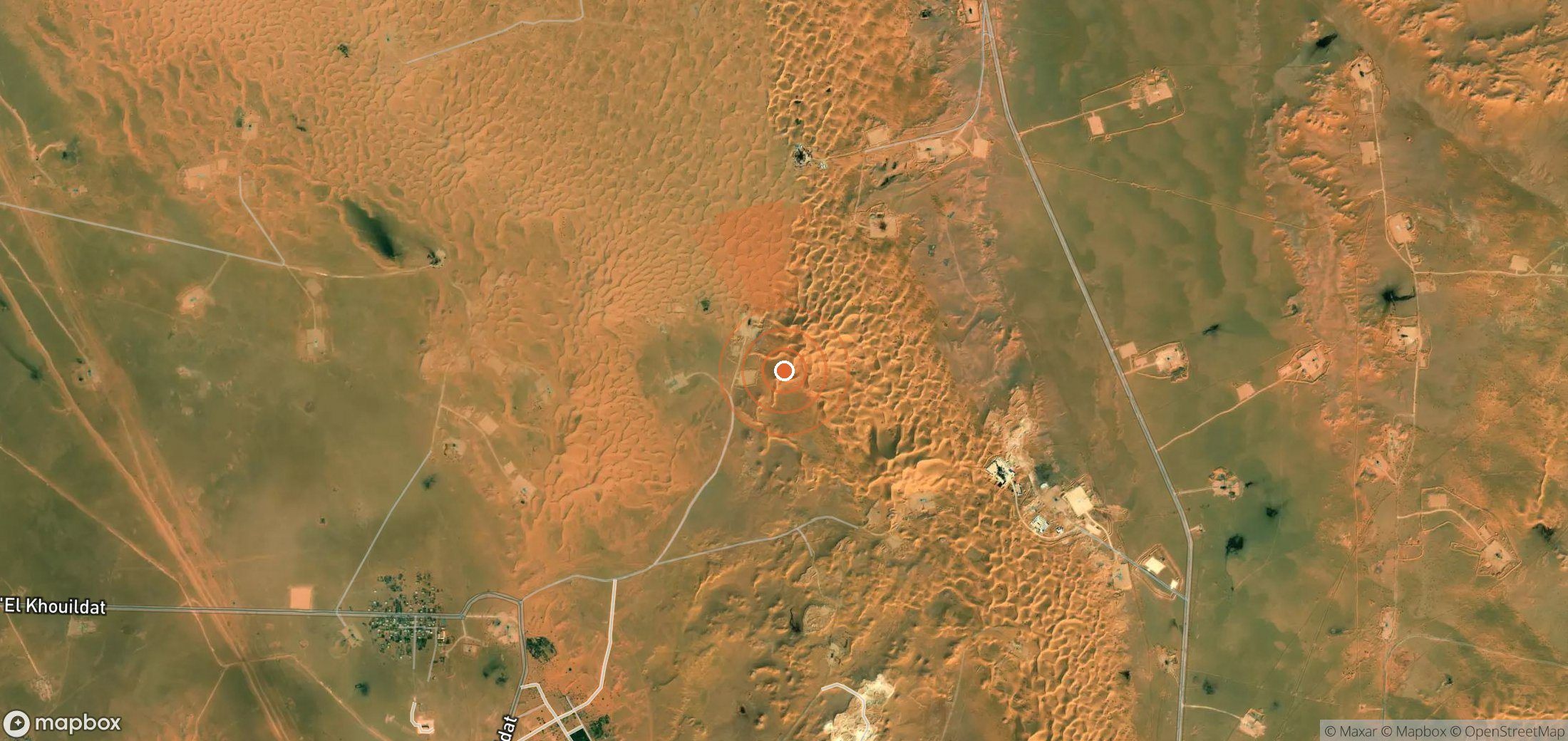 Mapa satelital de plumas de metano en Argelia