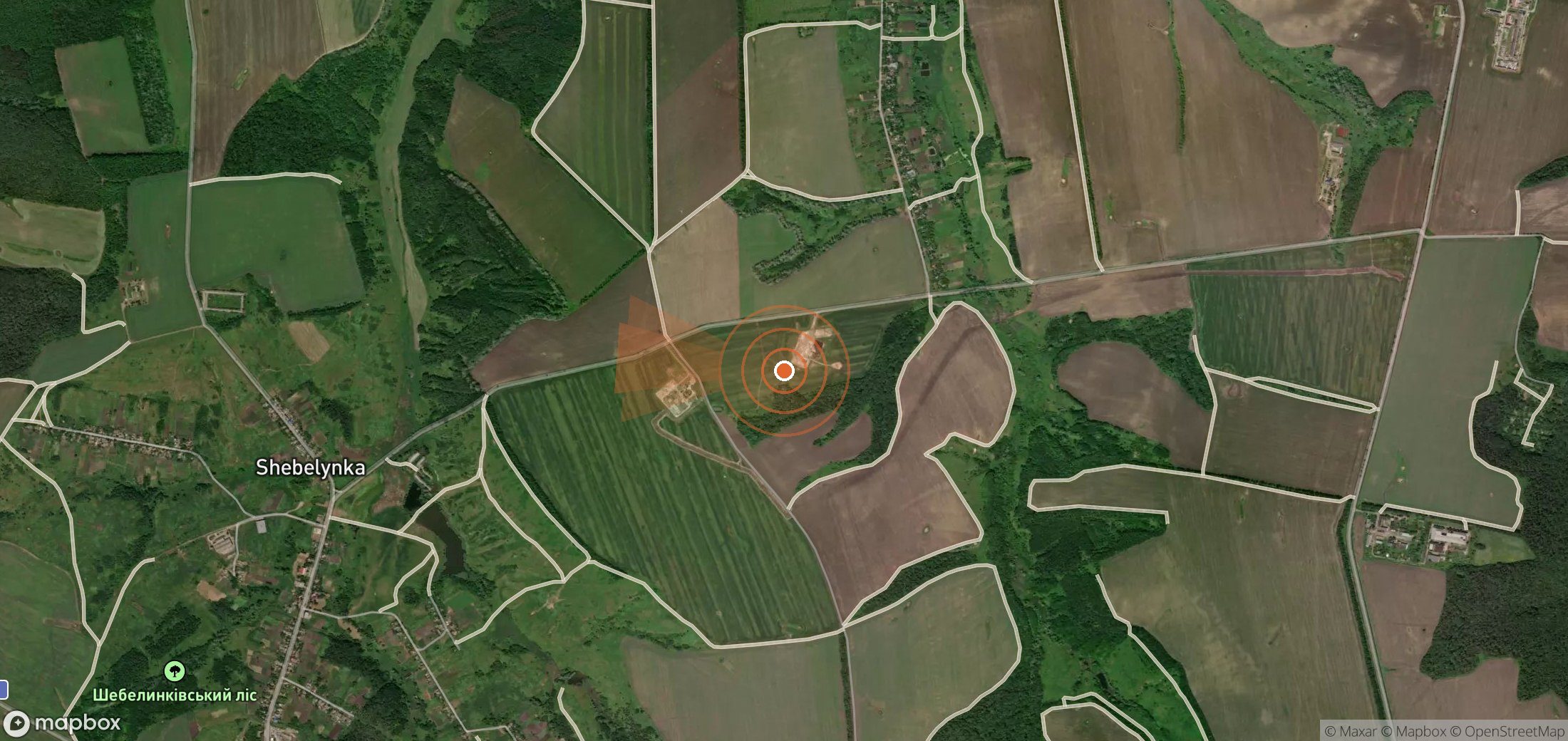 Mapa satelital de plumas de metano en Ucrania