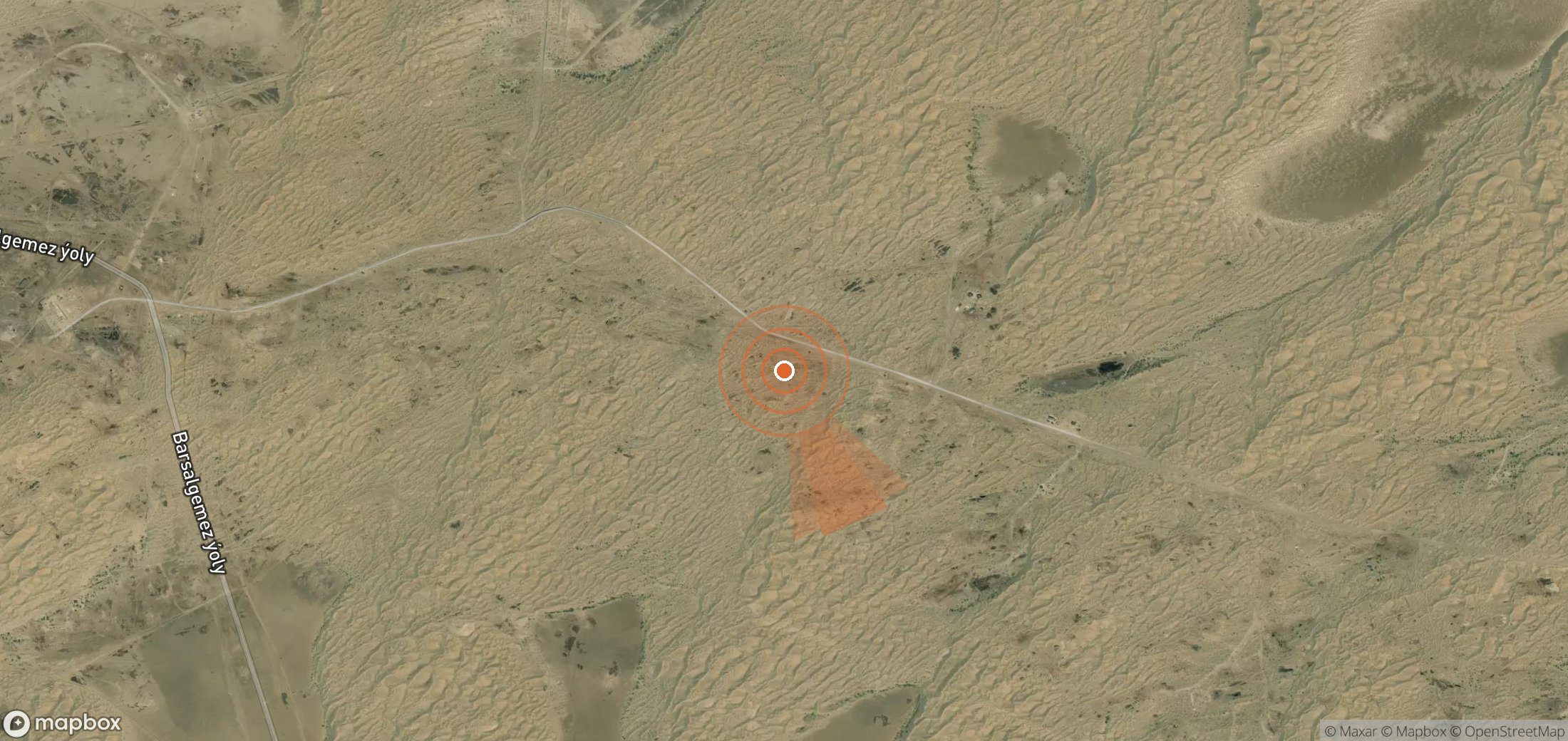 Satellite map of methane plume locations in Turkmenistan