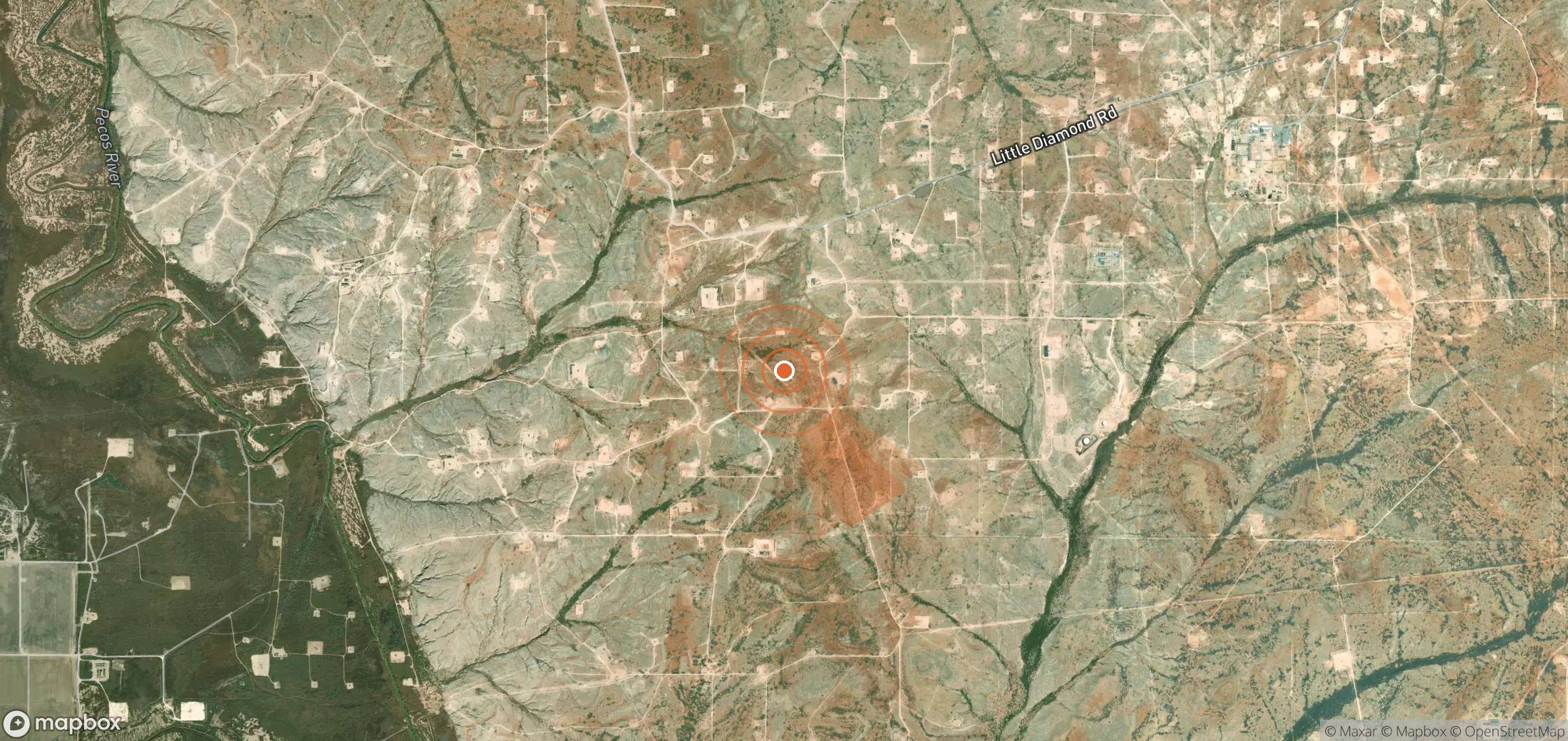 Satellite map of methane plume locations in United States