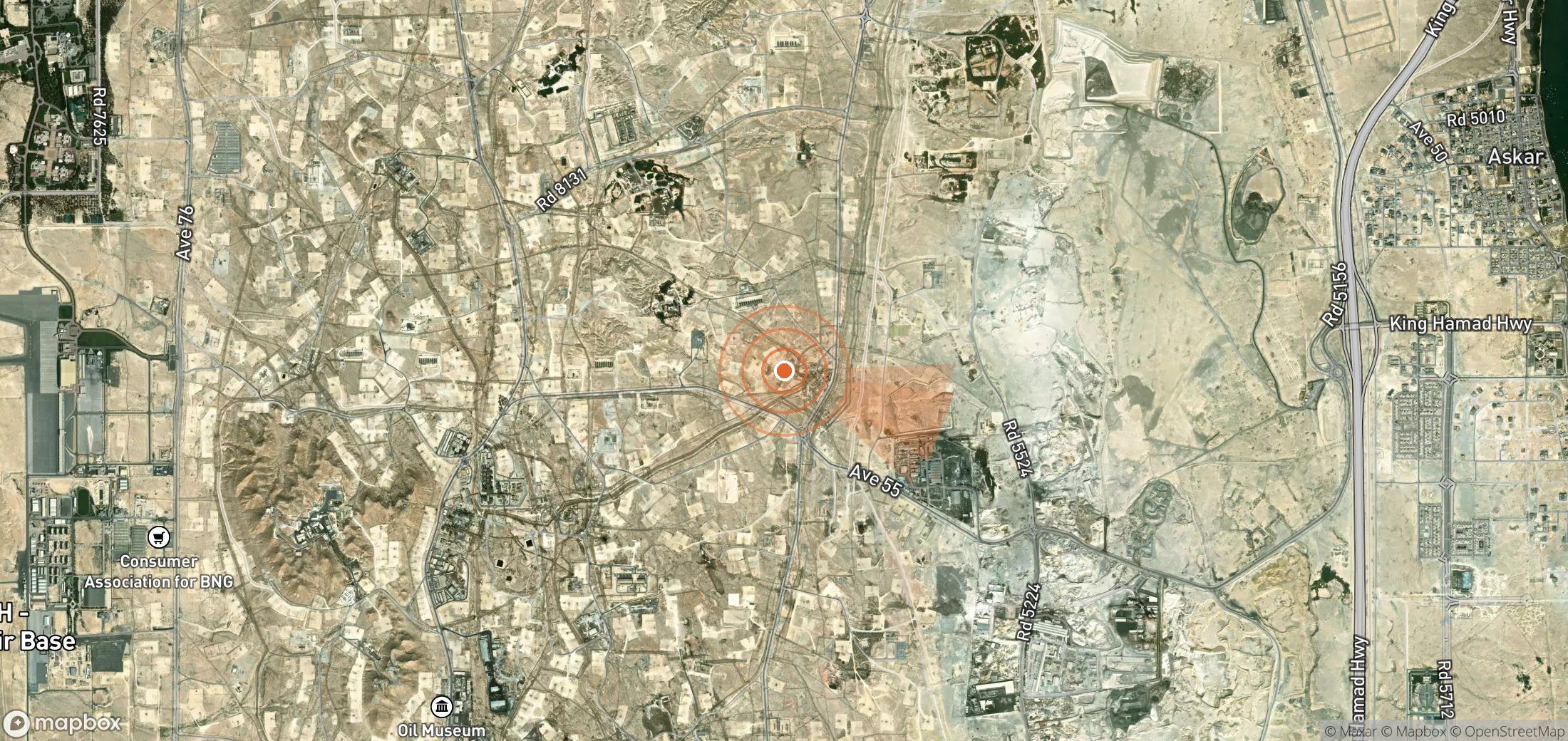 Mapa satelital de plumas de metano en Baréin