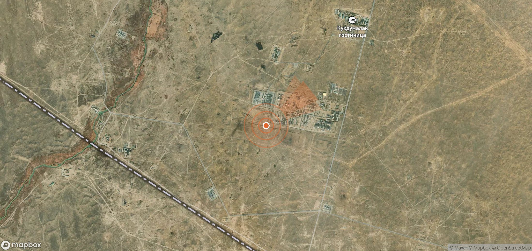 Mapa satelital de plumas de metano en Uzbekistán