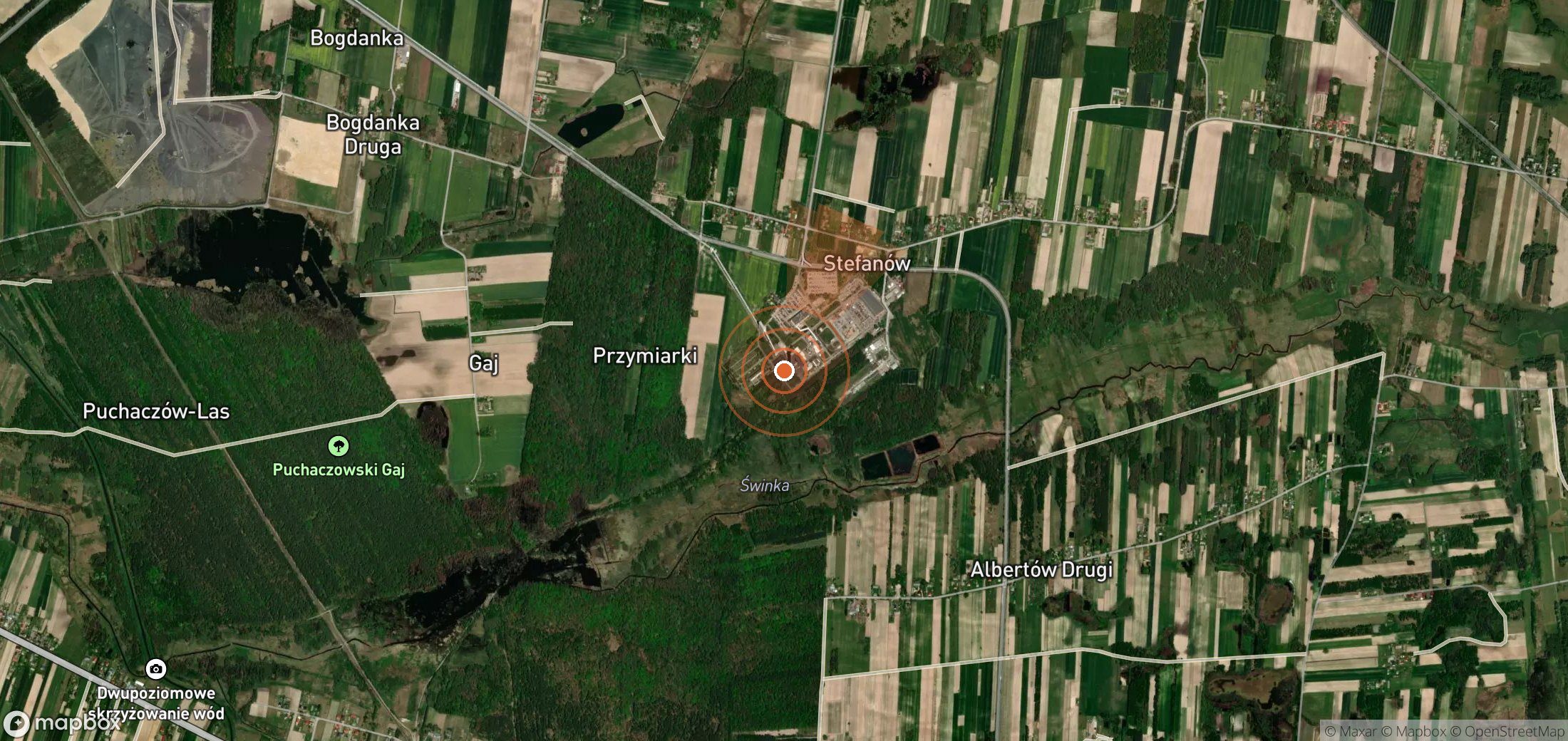 Satellite map of methane plume locations in Poland