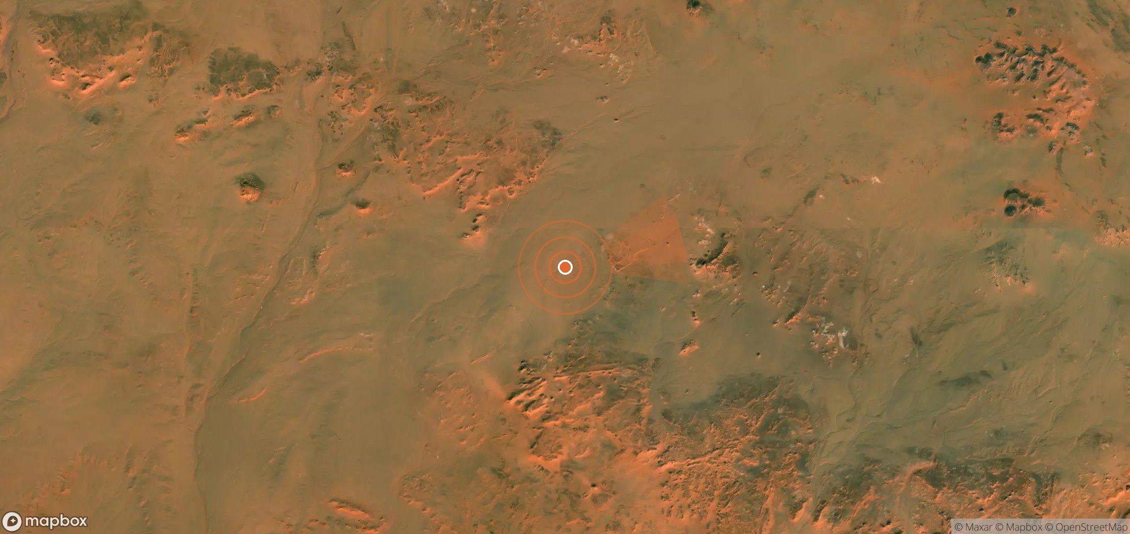 Satellite map of methane plume locations in Libya