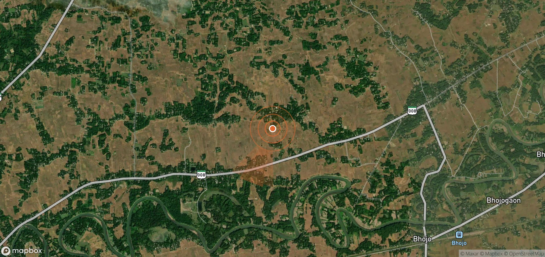 Satellite map of methane plume locations in India