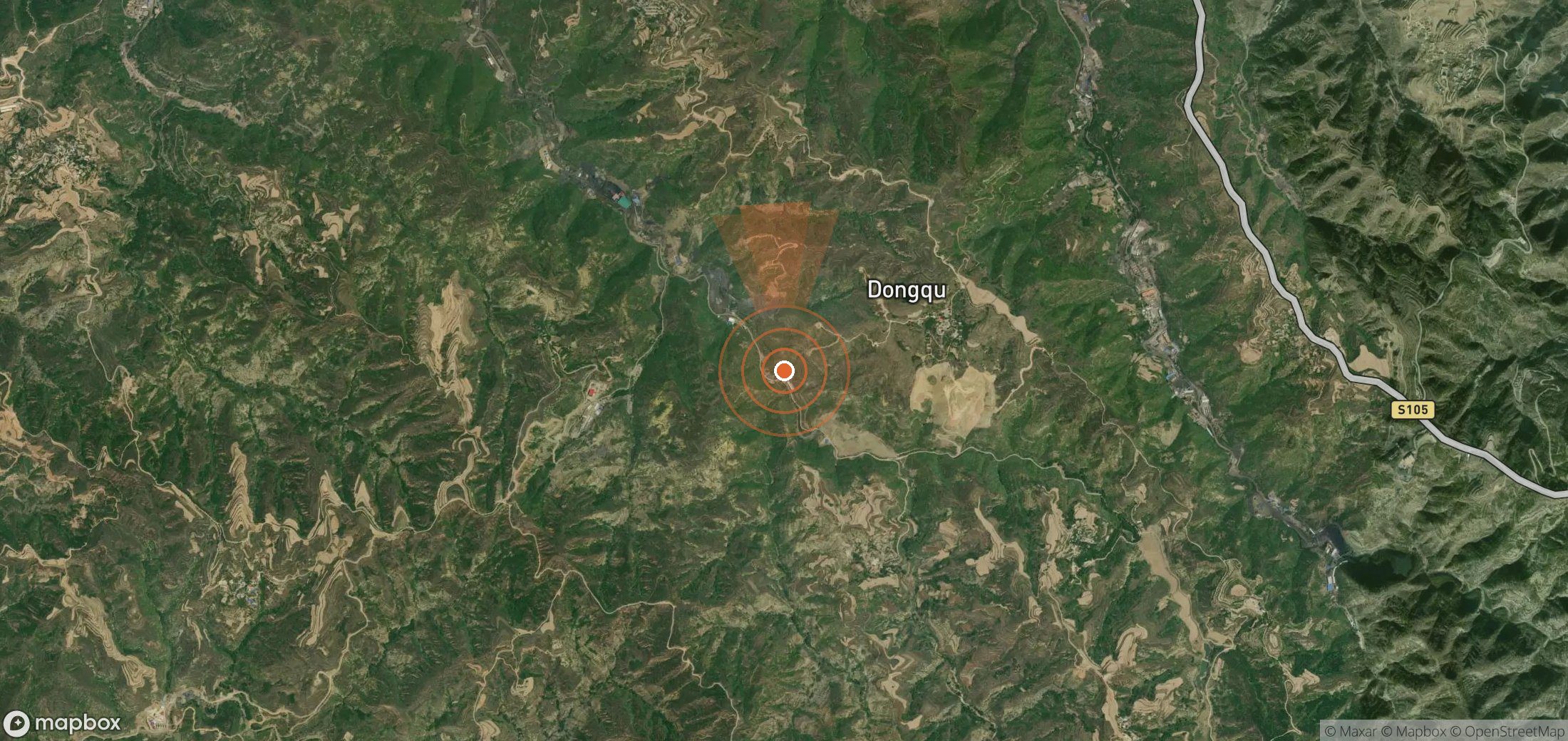 Satellite map of methane plume locations in China