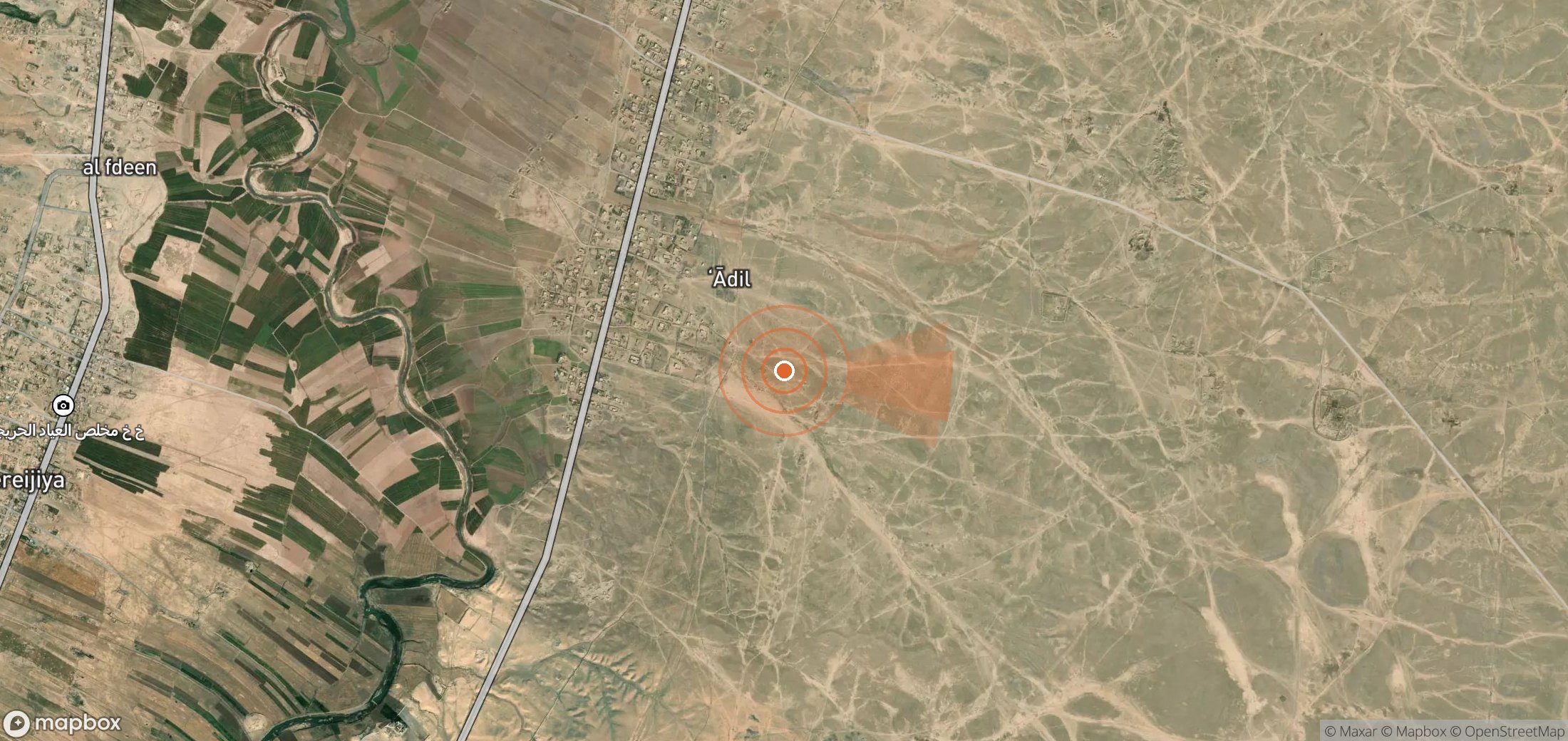 Satellite map of methane plume locations in Syria