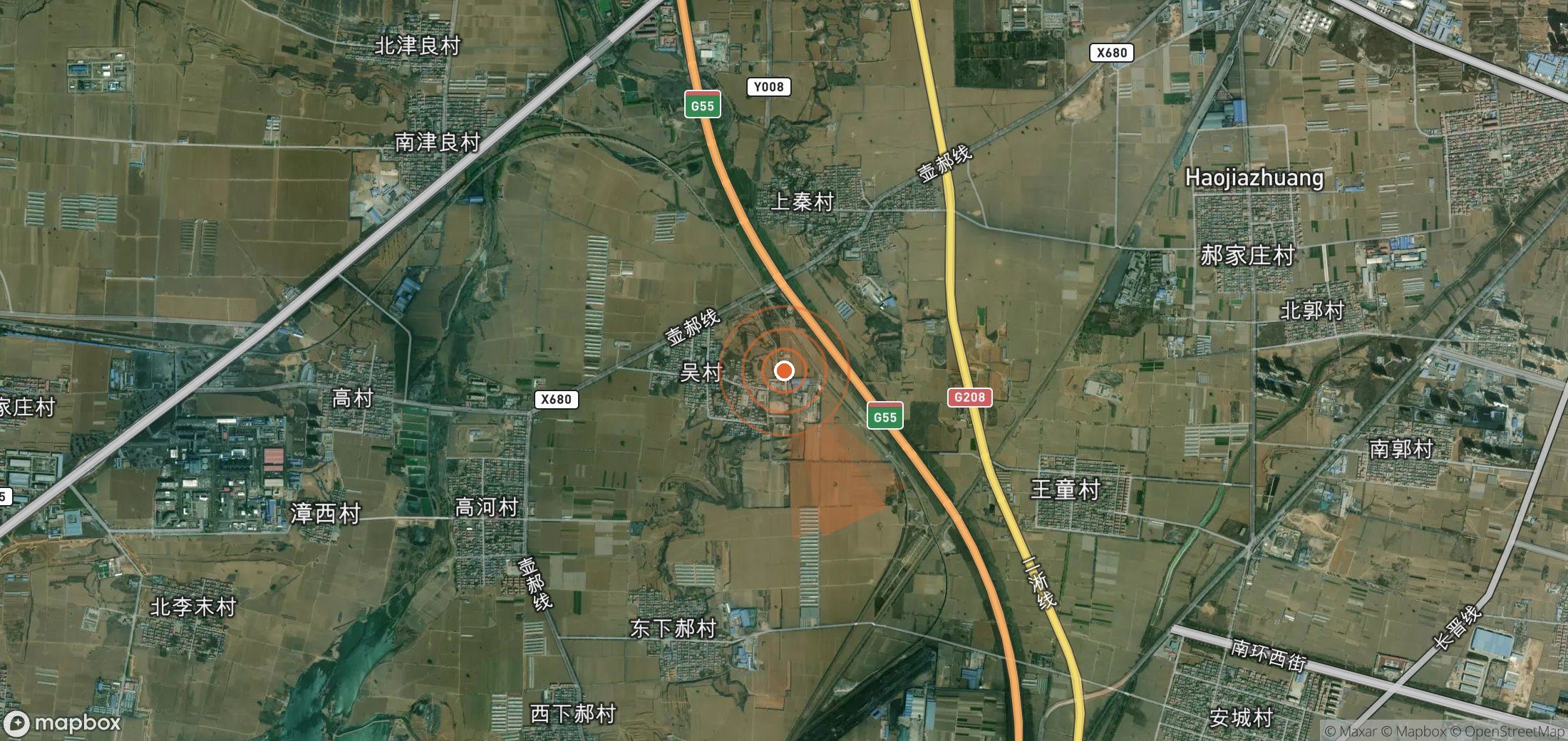 Satellite map of methane plume locations in China