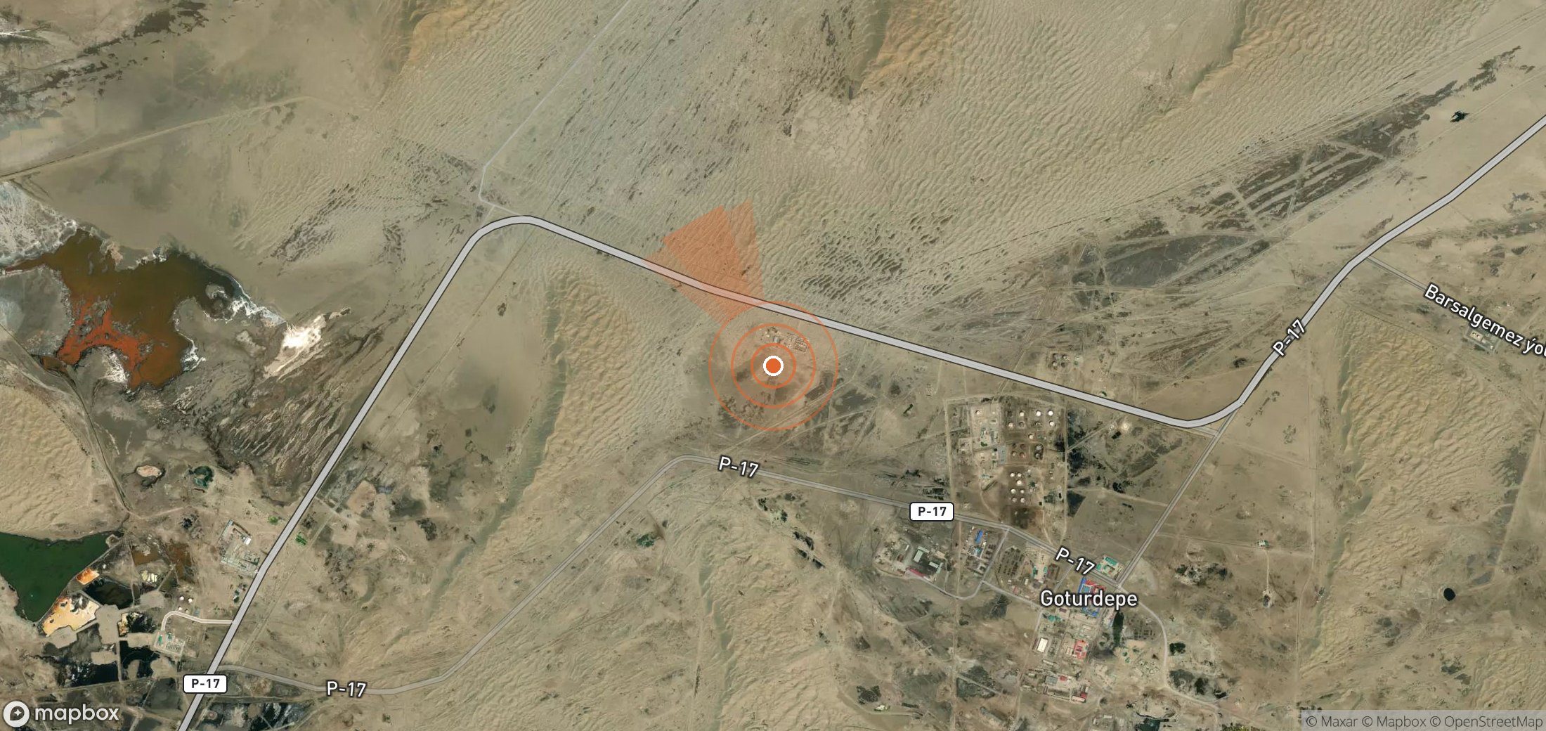 Mapa satelital de plumas de metano en Turkmenistán