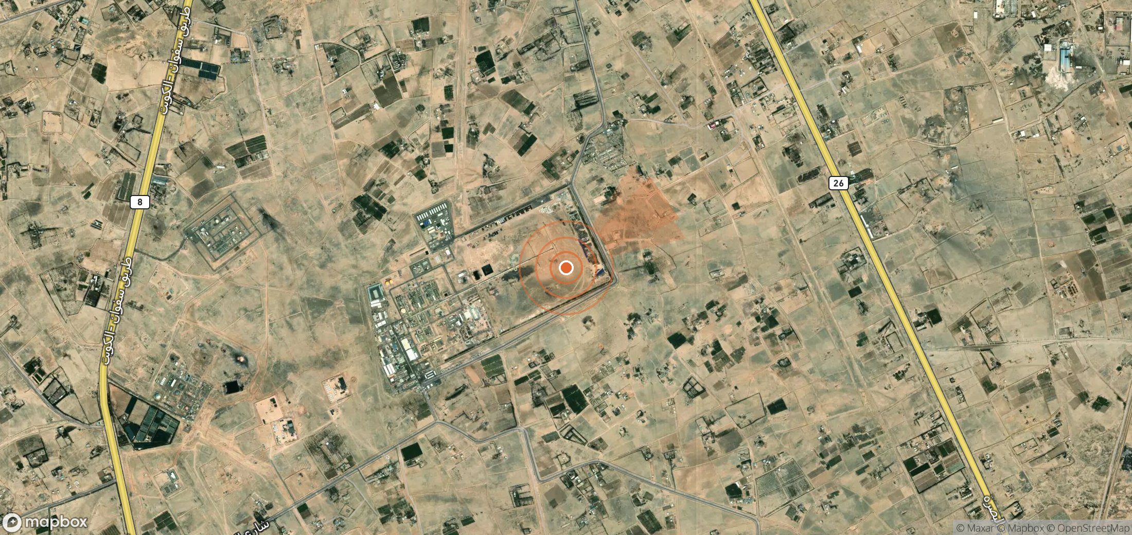 Satellite map of methane plume locations in Iraq