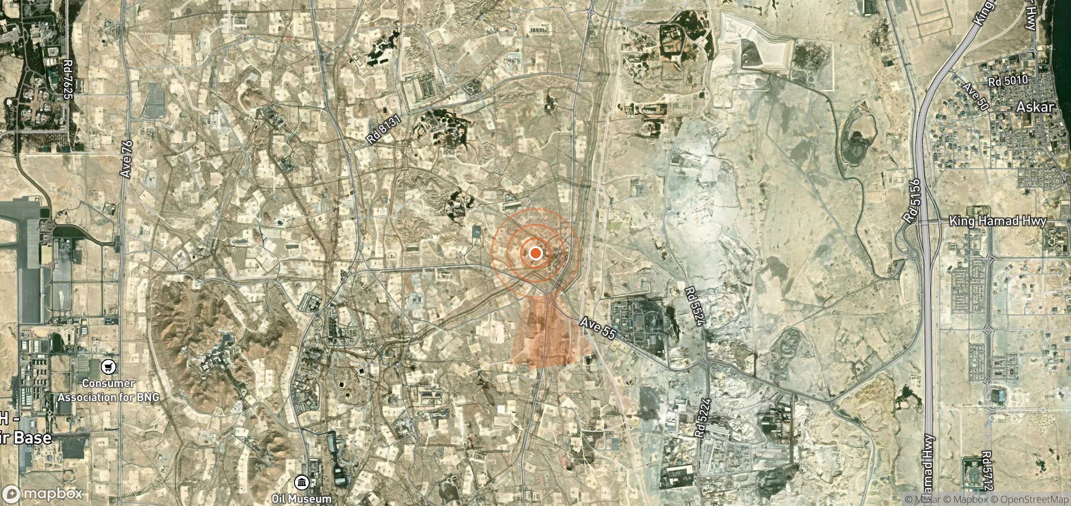 Mapa satelital de plumas de metano en Baréin