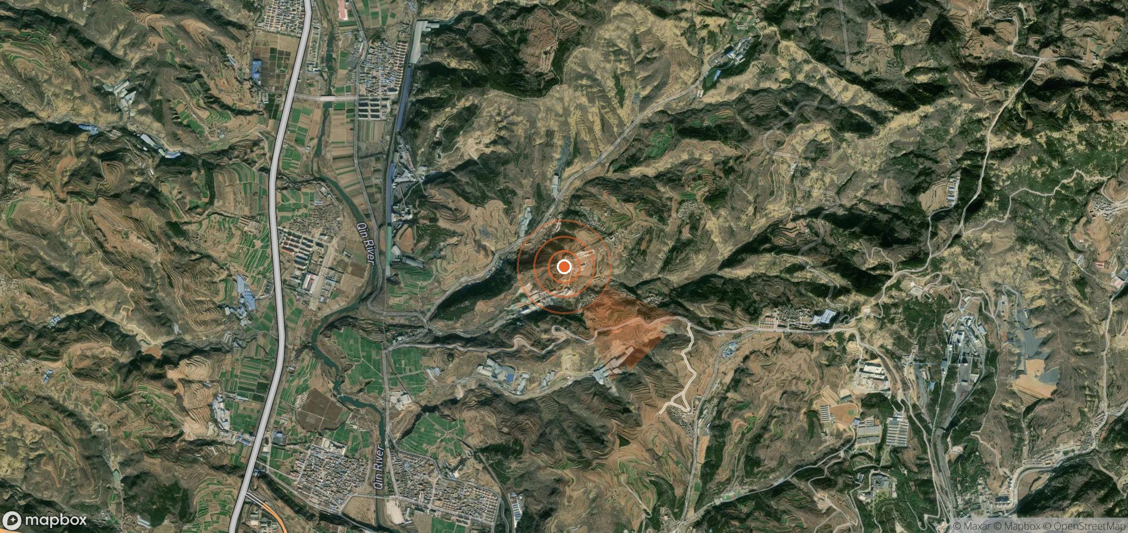 Mapa satelital de plumas de metano en China