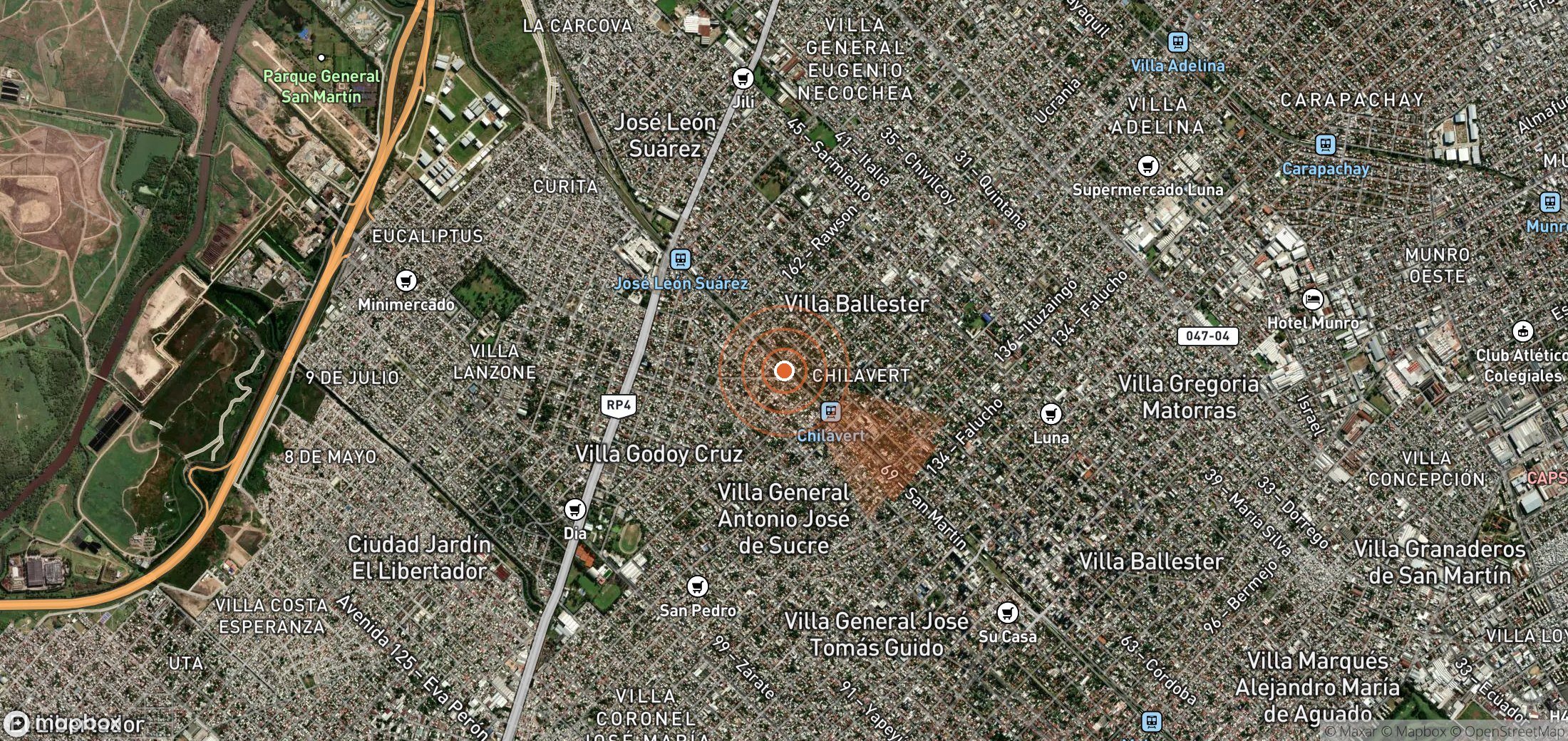 Satellite map of methane plume locations in Argentina