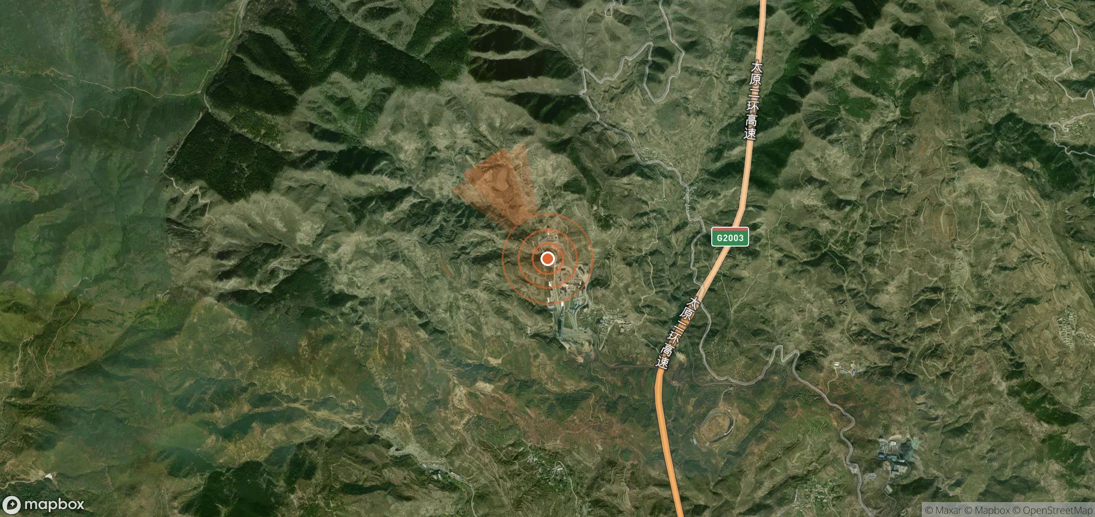 Satellite map of methane plume locations in China