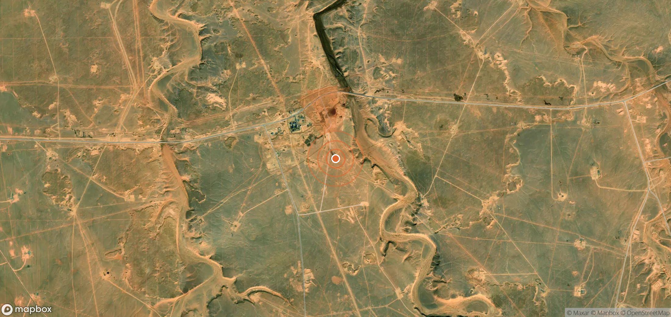 Satellite map of methane plume locations in Algeria