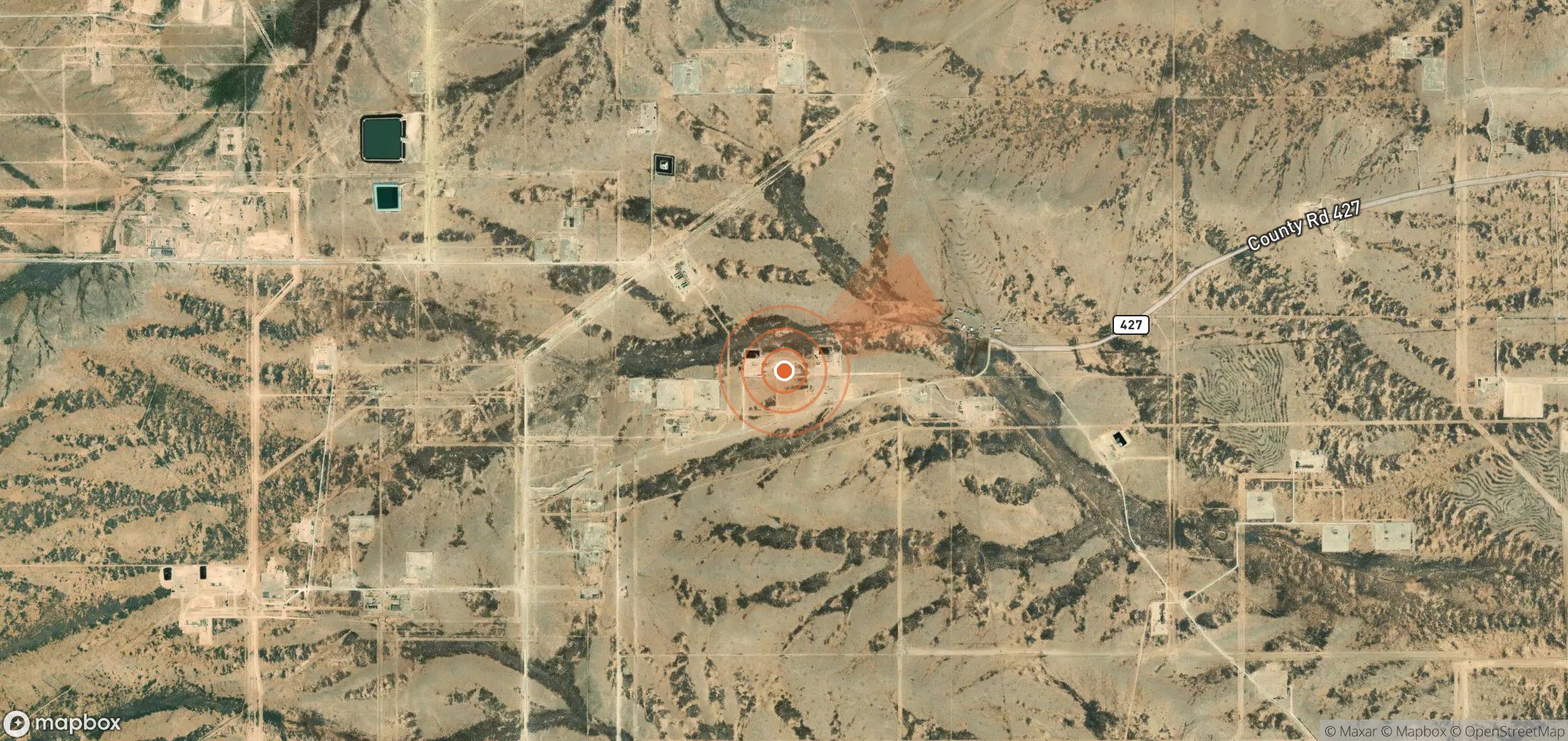 Satellite map of methane plume locations in United States
