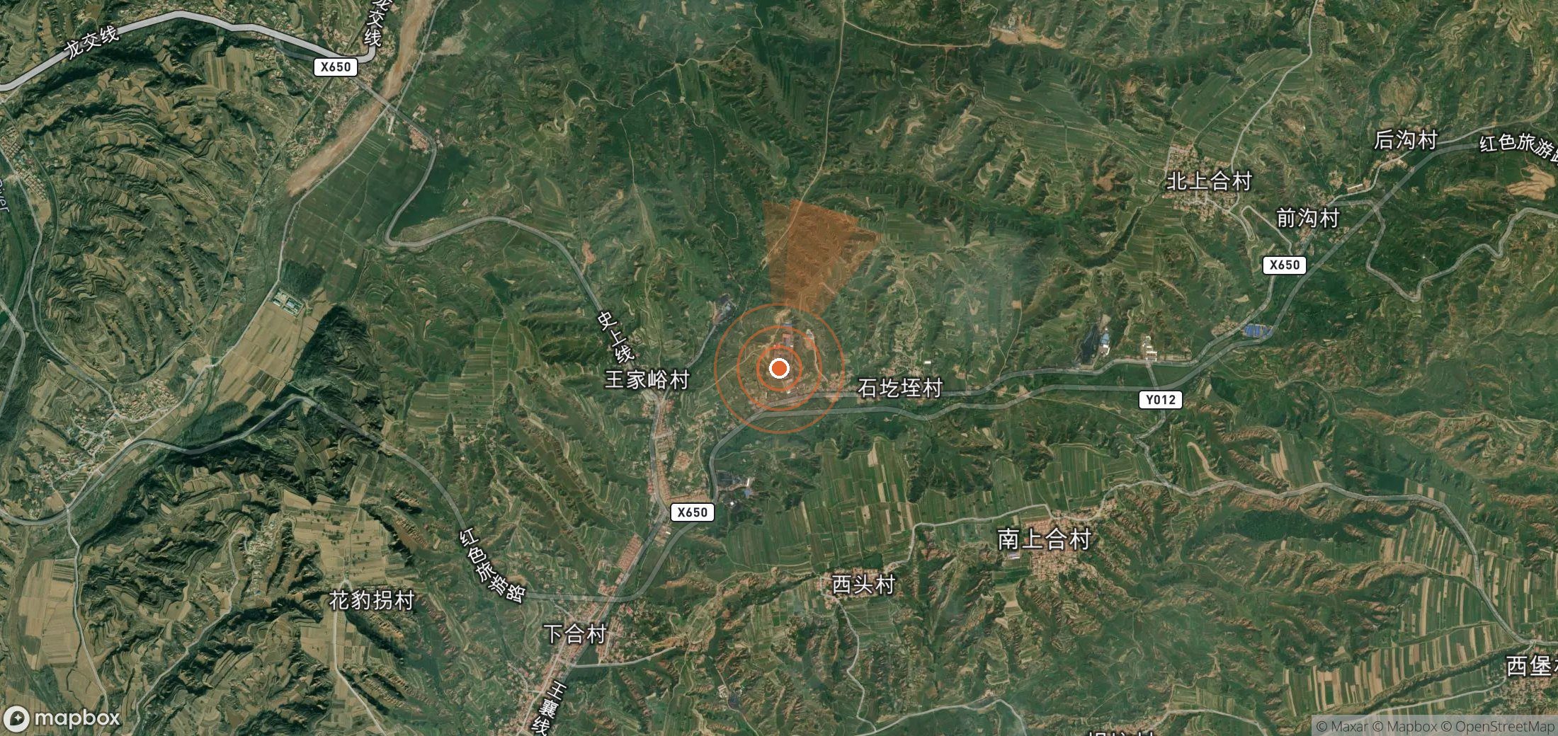 Satellite map of methane plume locations in China