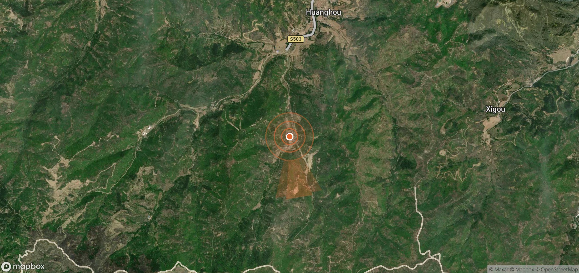 Satellite map of methane plume locations in China