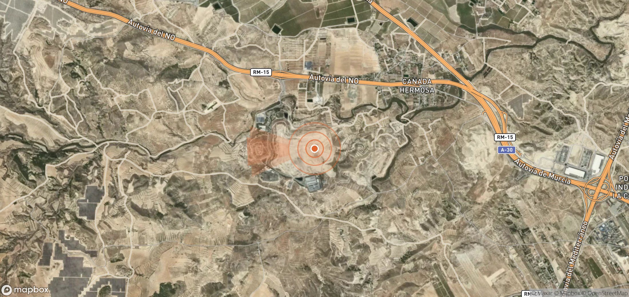 Mapa satelital de plumas de metano en España
