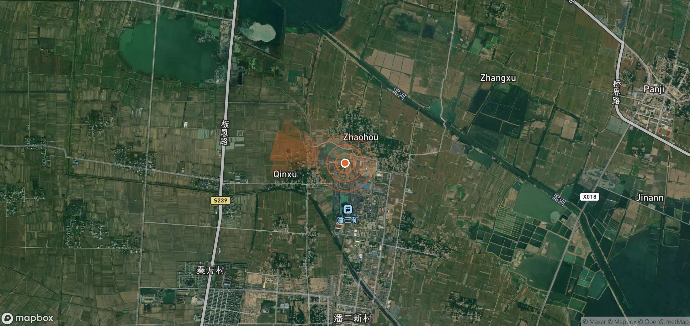 Mapa satelital de plumas de metano en China