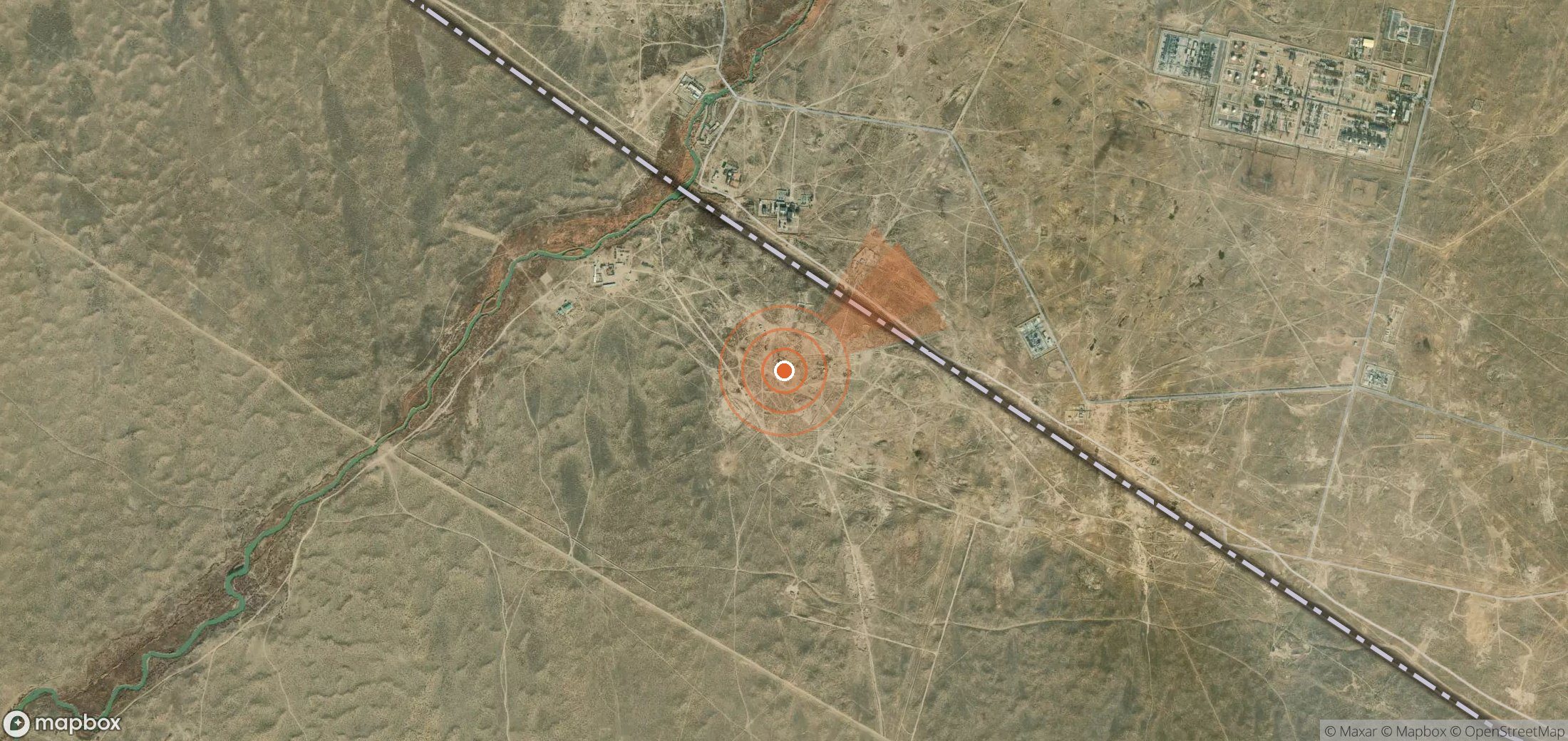 Mapa satelital de plumas de metano en Turkmenistán