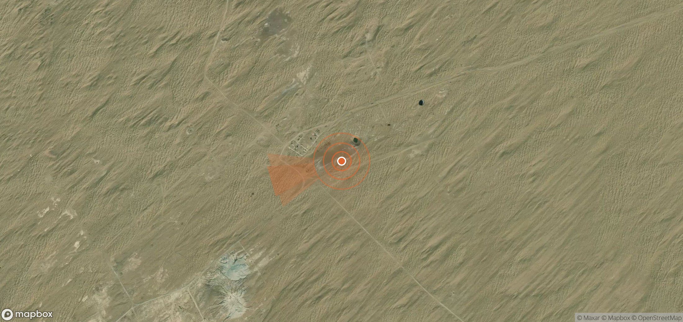 Satellite map of methane plume locations in Turkmenistan
