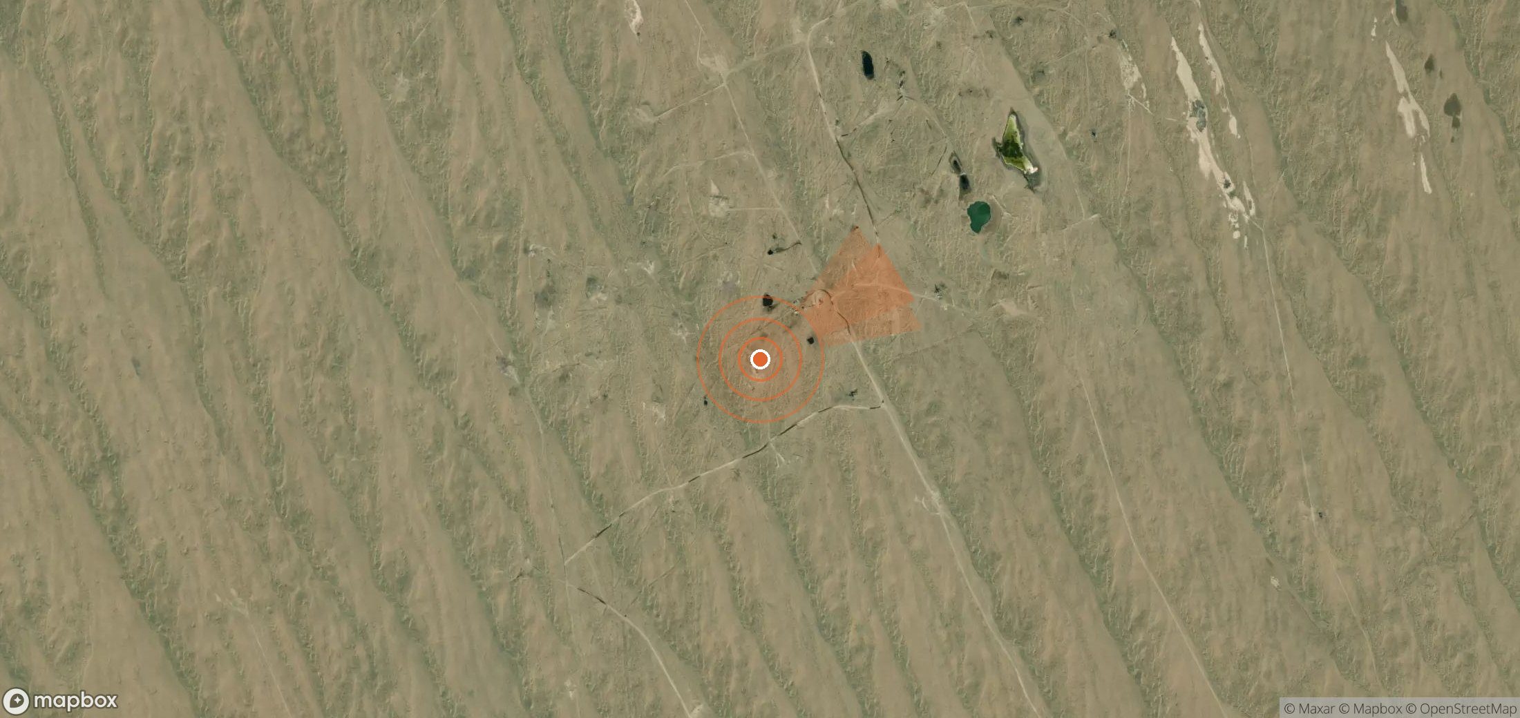 Satellite map of methane plume locations in Turkmenistan