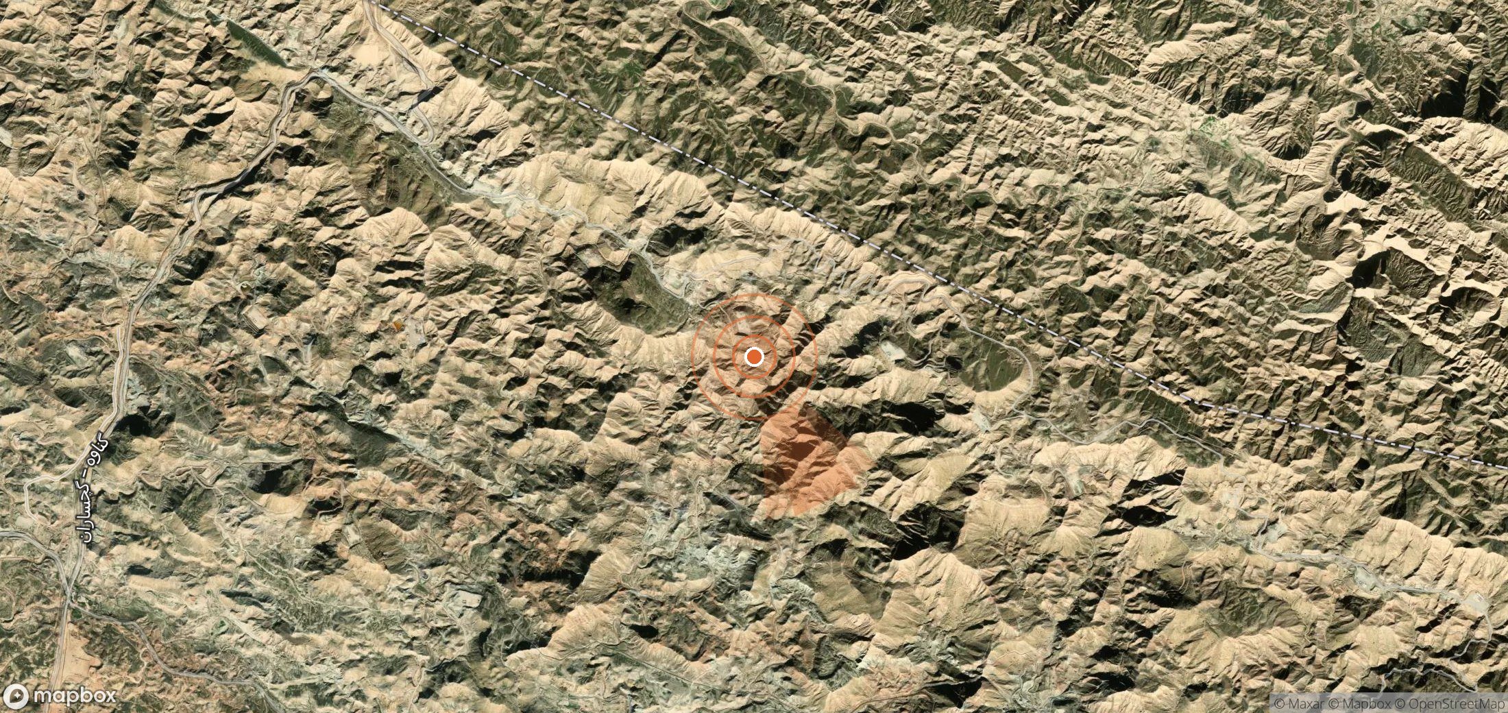 Satellite map of methane plume locations in Iran