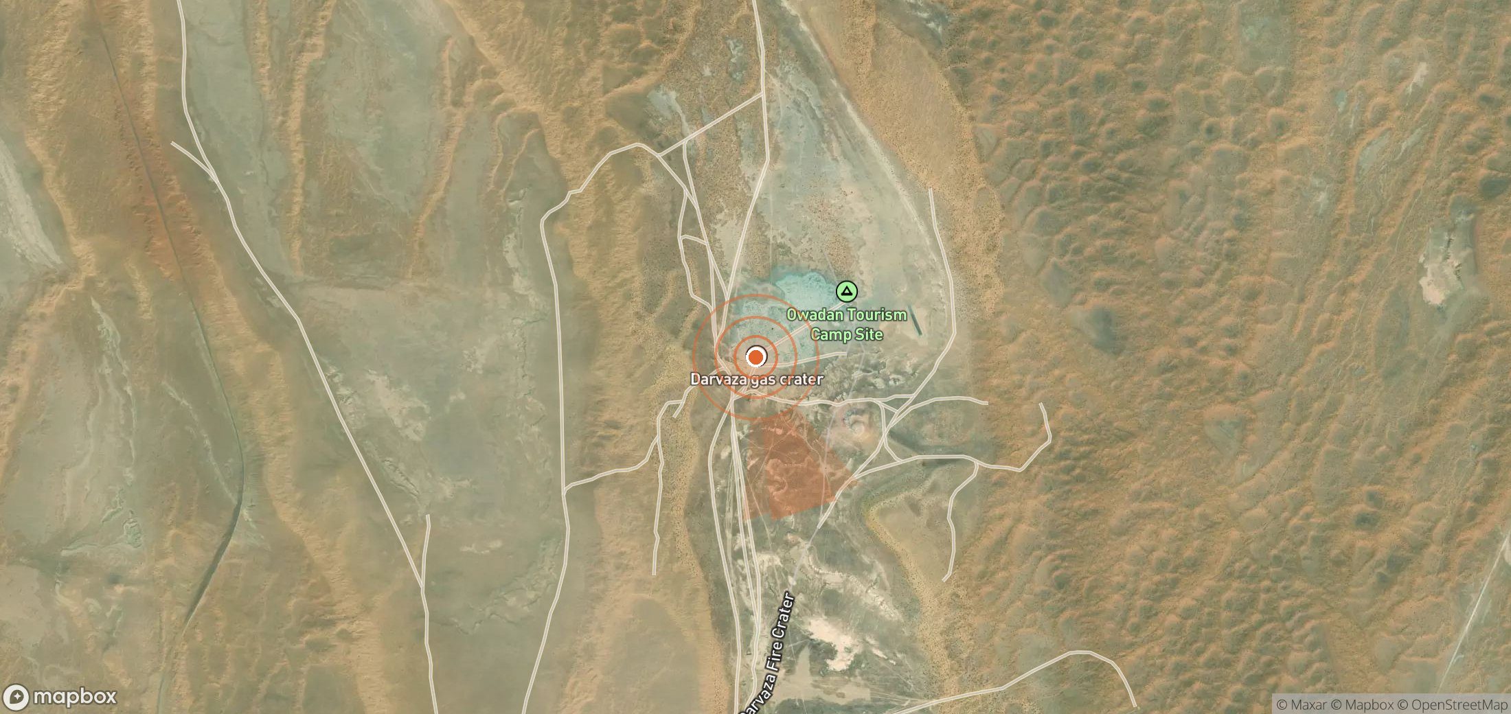 Satellite map of methane plume locations in Turkmenistan