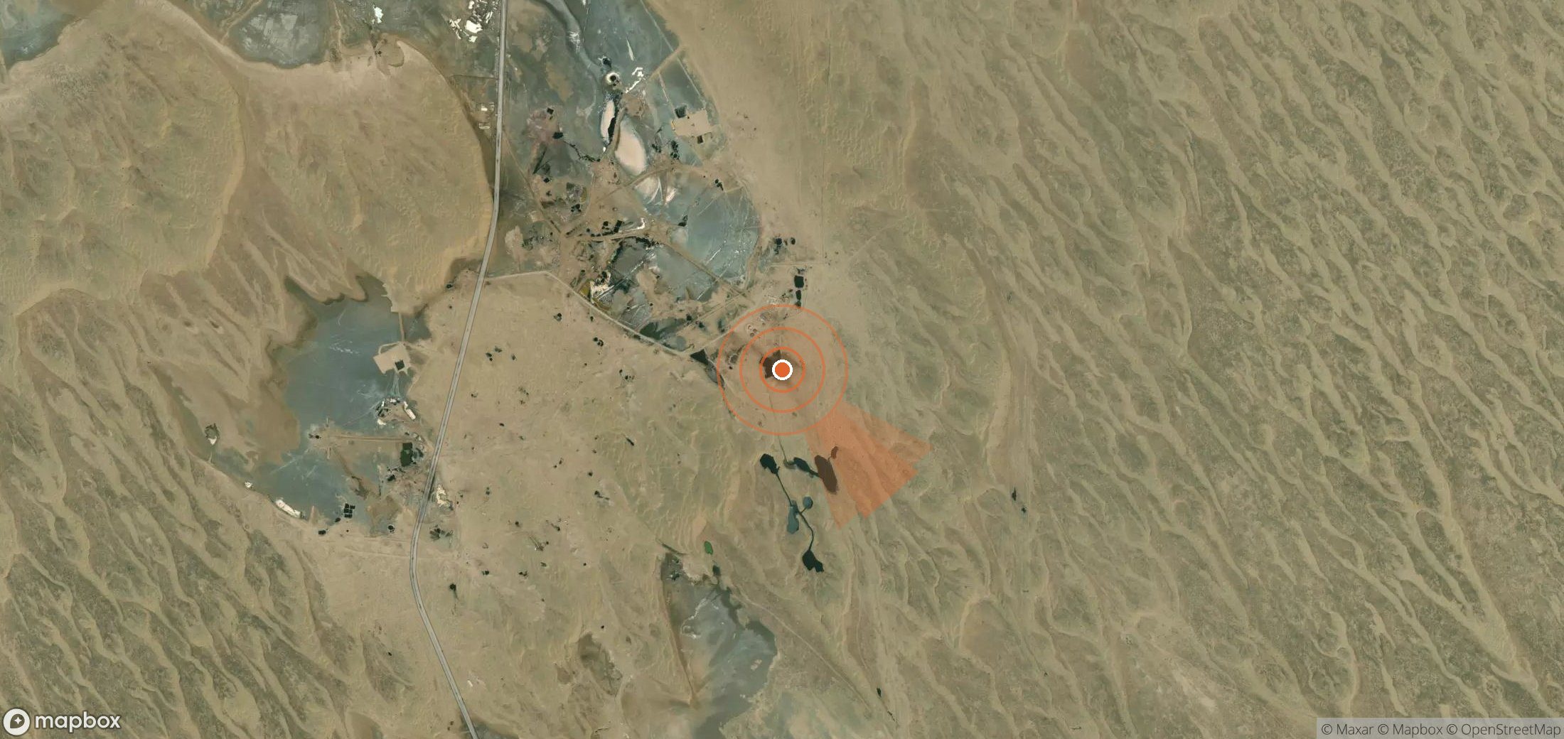 Mapa satelital de plumas de metano en Turkmenistán