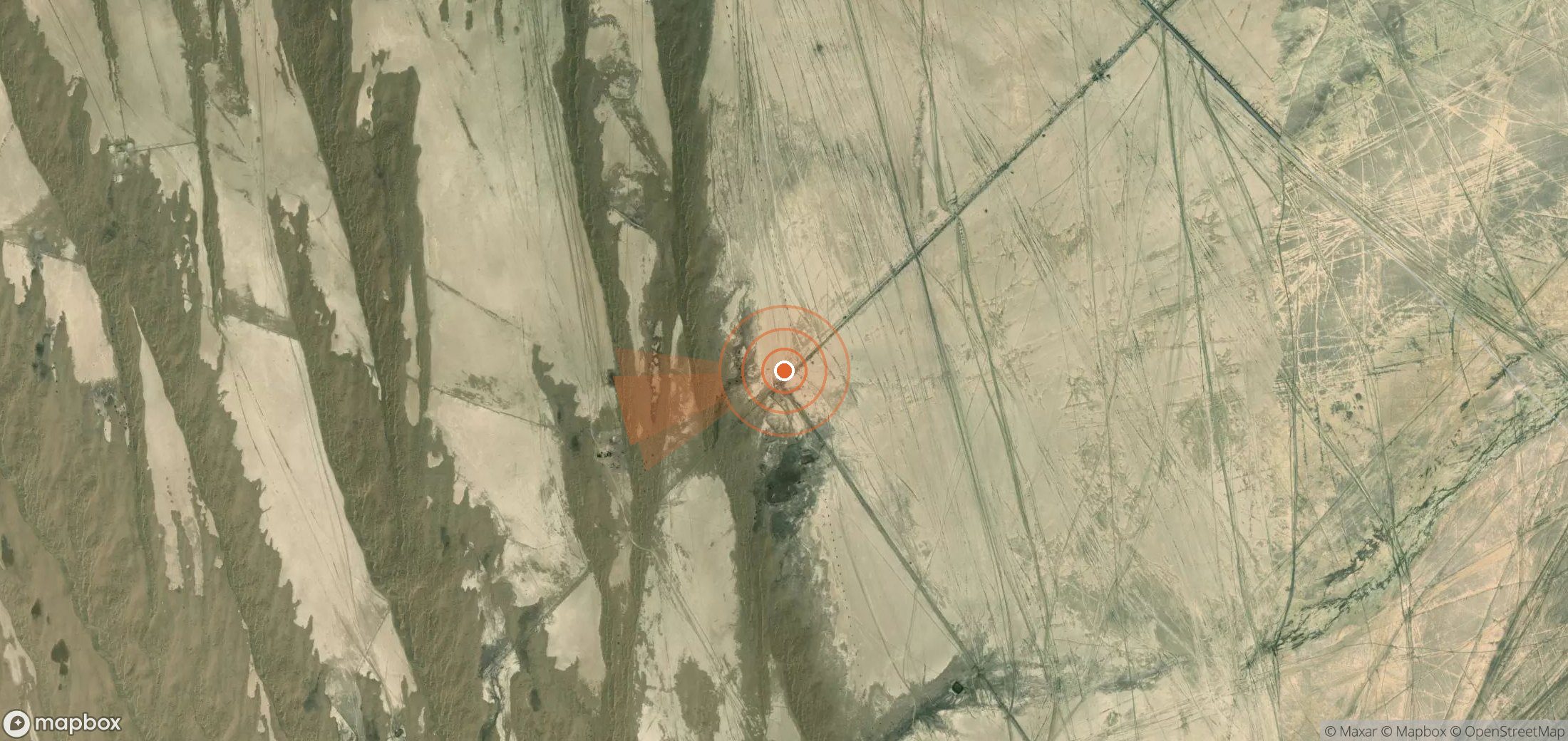 Satellite map of methane plume locations in Turkmenistan
