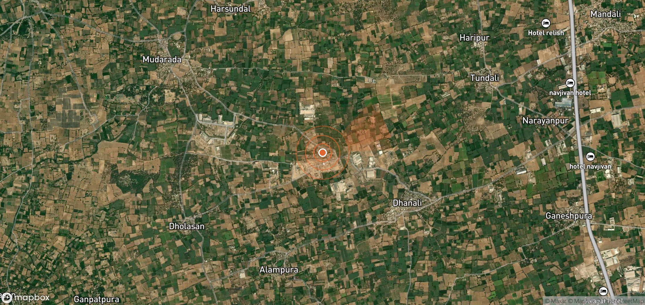 Mapa satelital de plumas de metano en India