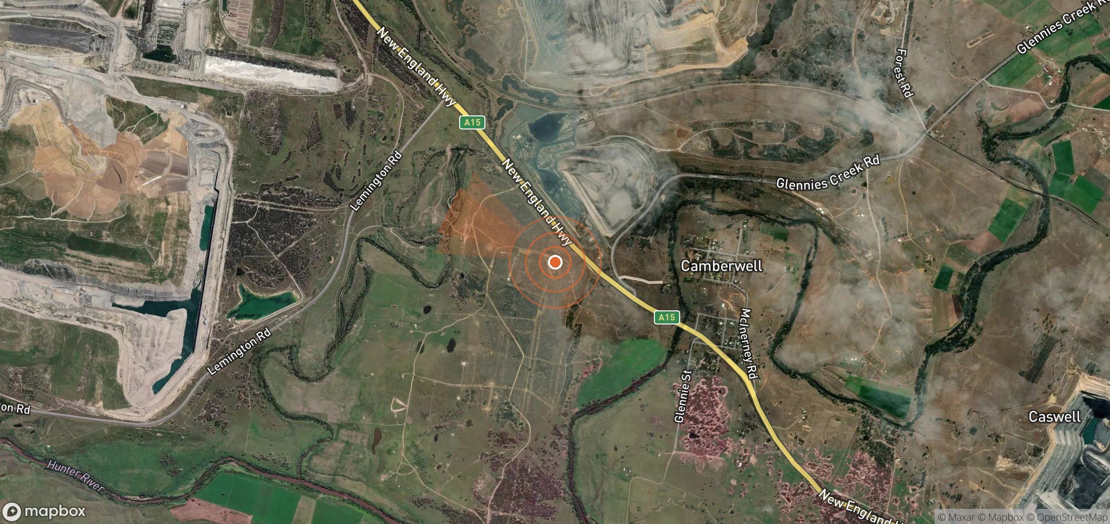 Satellite map of methane plume locations in Australia