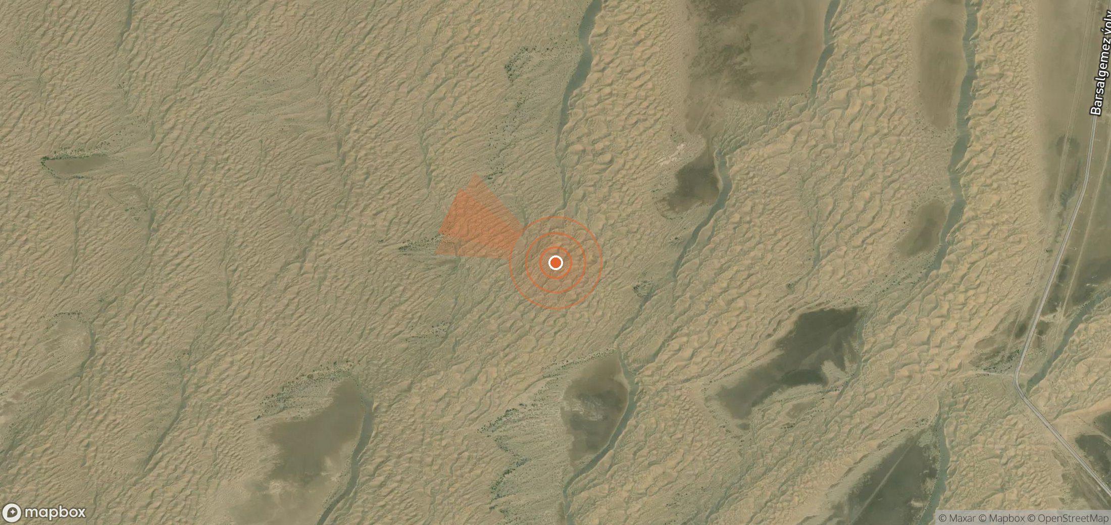 Satellite map of methane plume locations in Turkmenistan