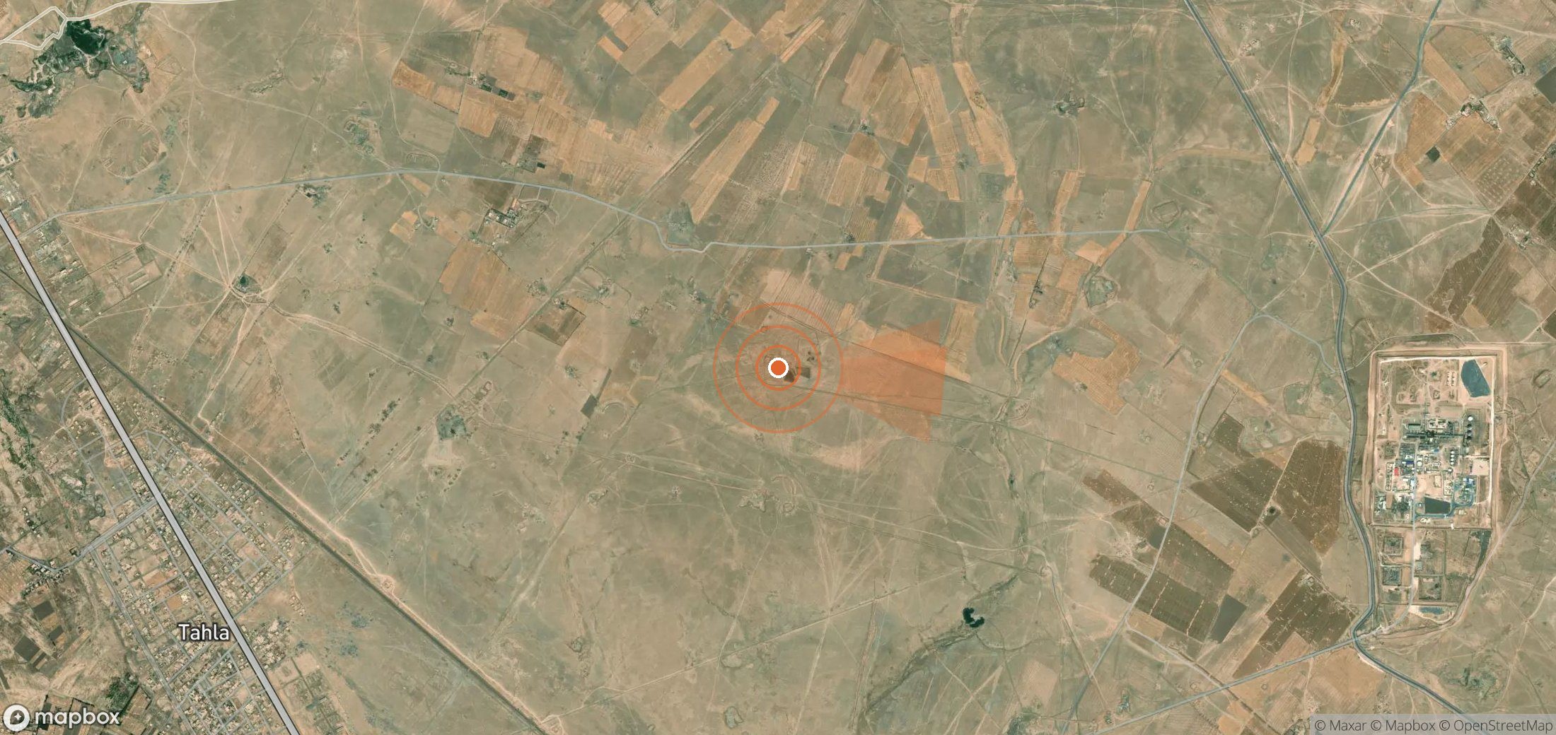 Satellite map of methane plume locations in Syria