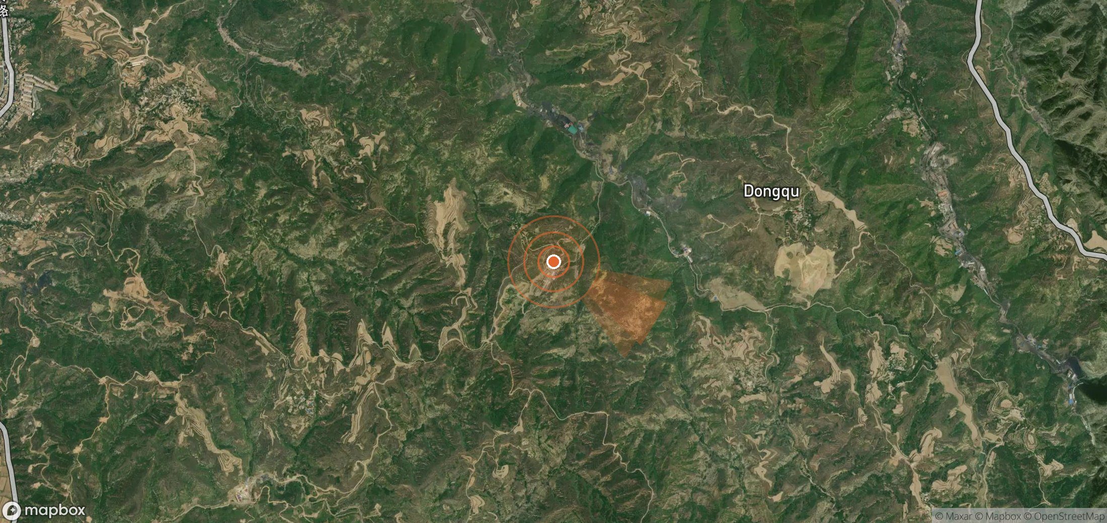 Satellite map of methane plume locations in China