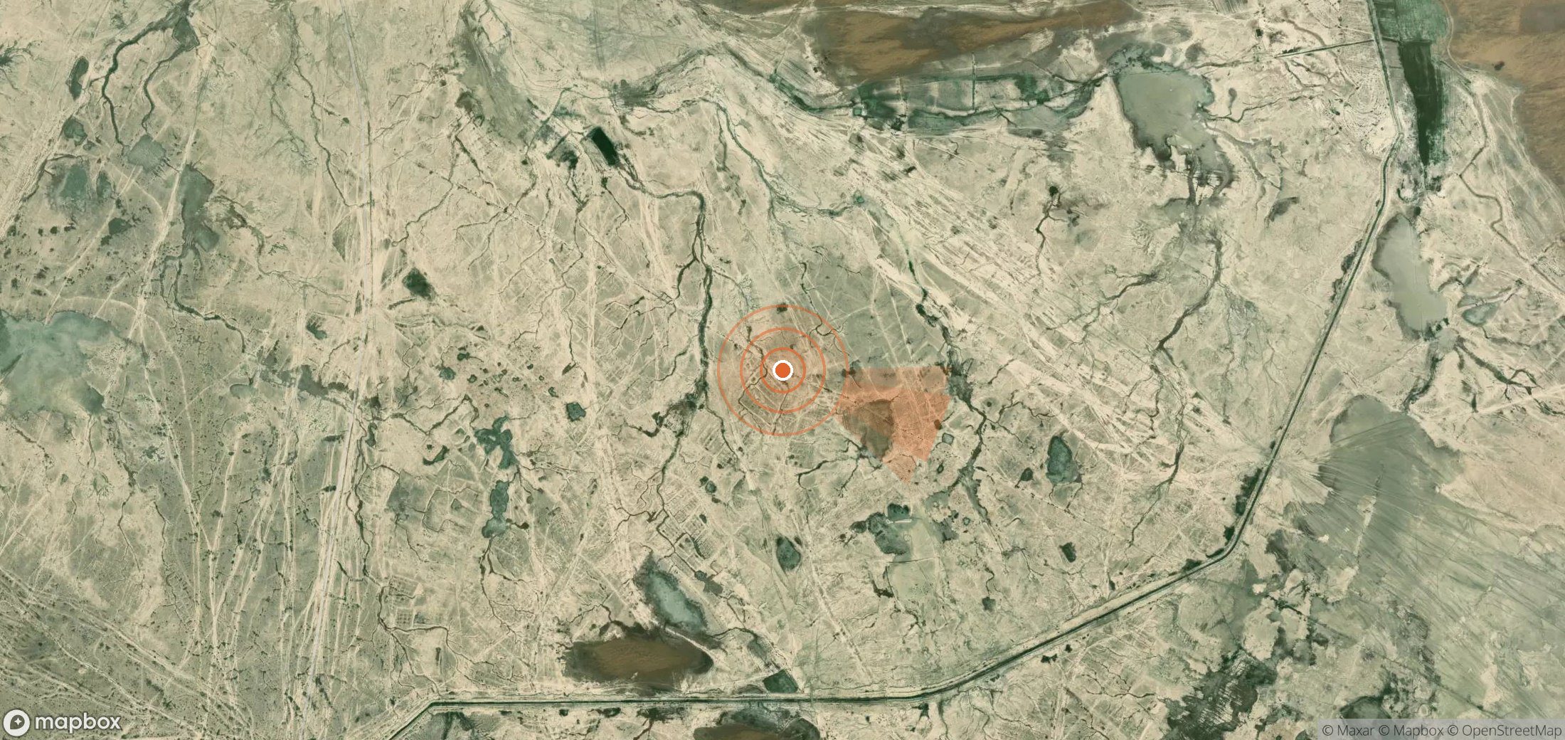 Satellite map of methane plume locations in Turkmenistan