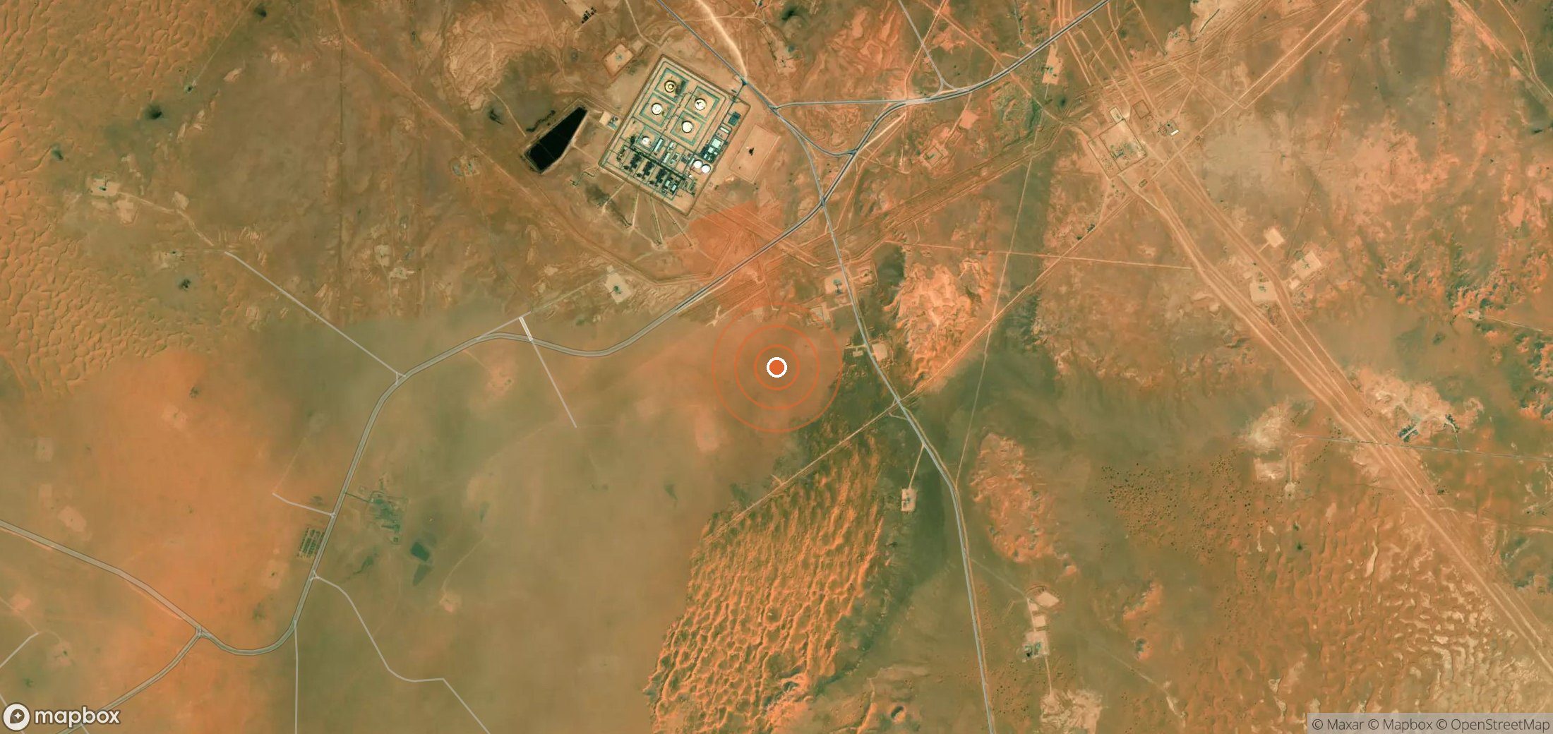 Satellite map of methane plume locations in Algeria