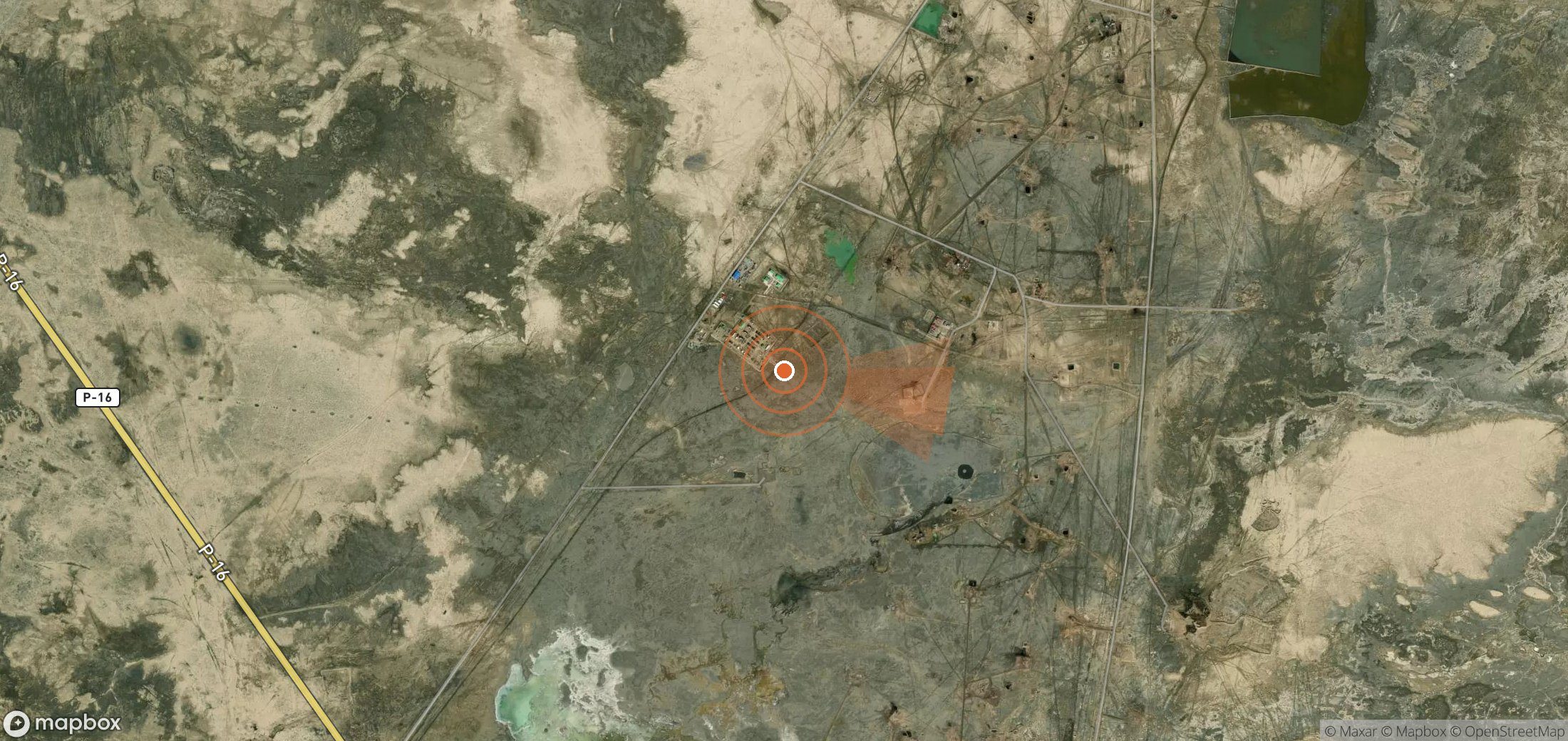 Mapa satelital de plumas de metano en Turkmenistán