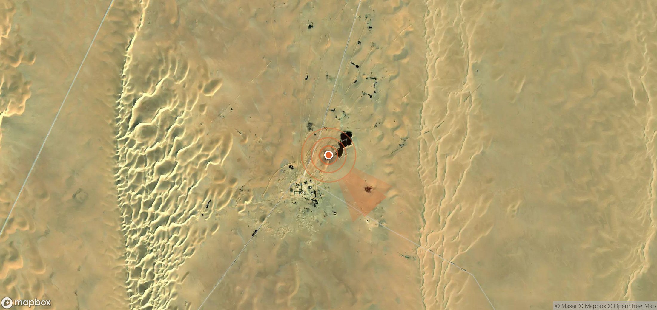 Satellite map of methane plume locations in Libya