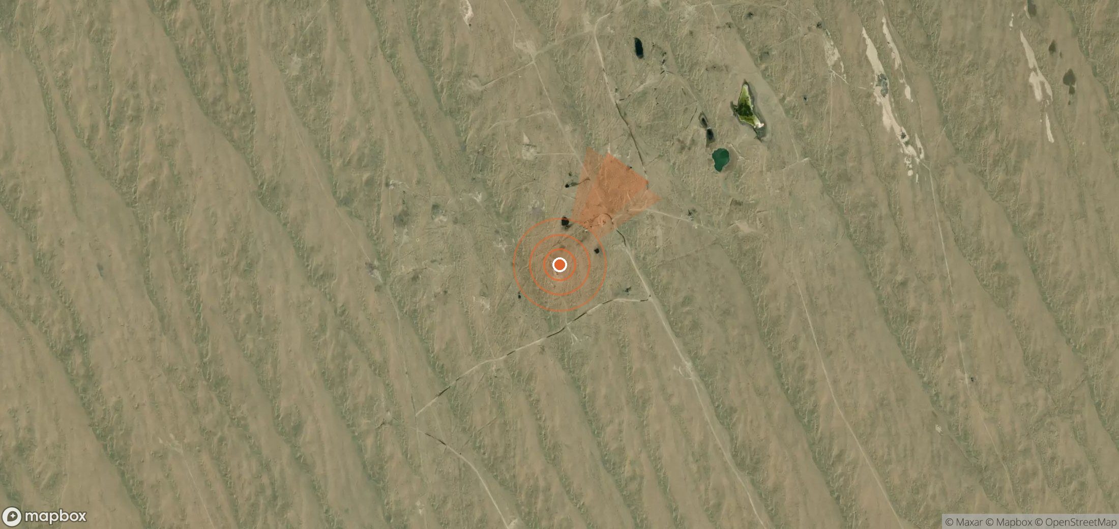 Mapa satelital de plumas de metano en Turkmenistán