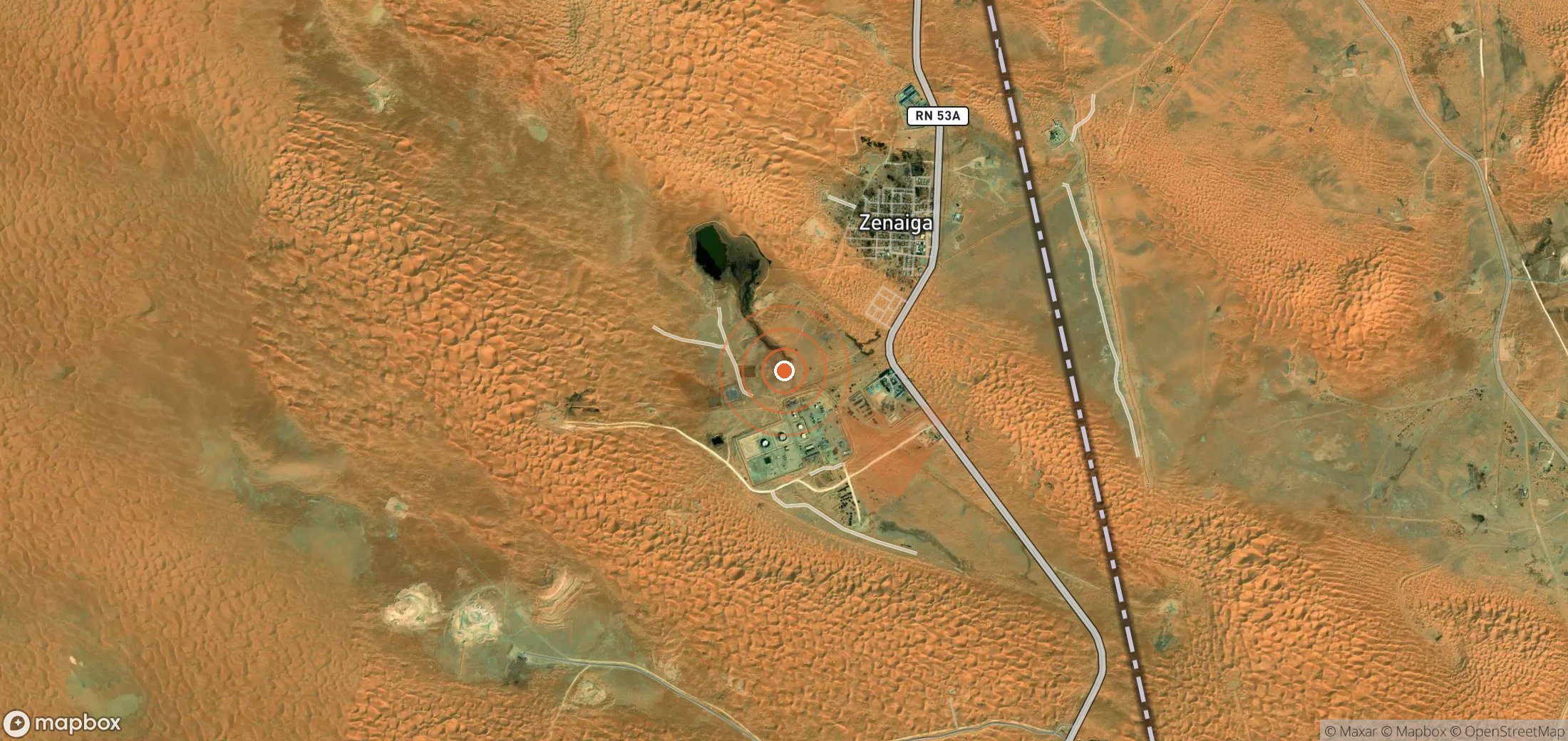 Satellite map of methane plume locations in Algeria