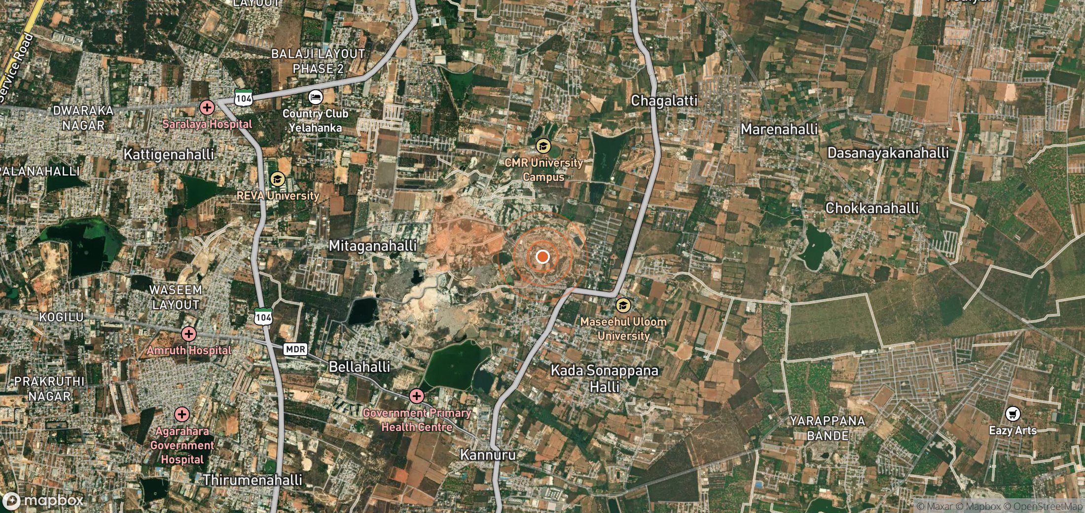 Satellite map of methane plume locations in India