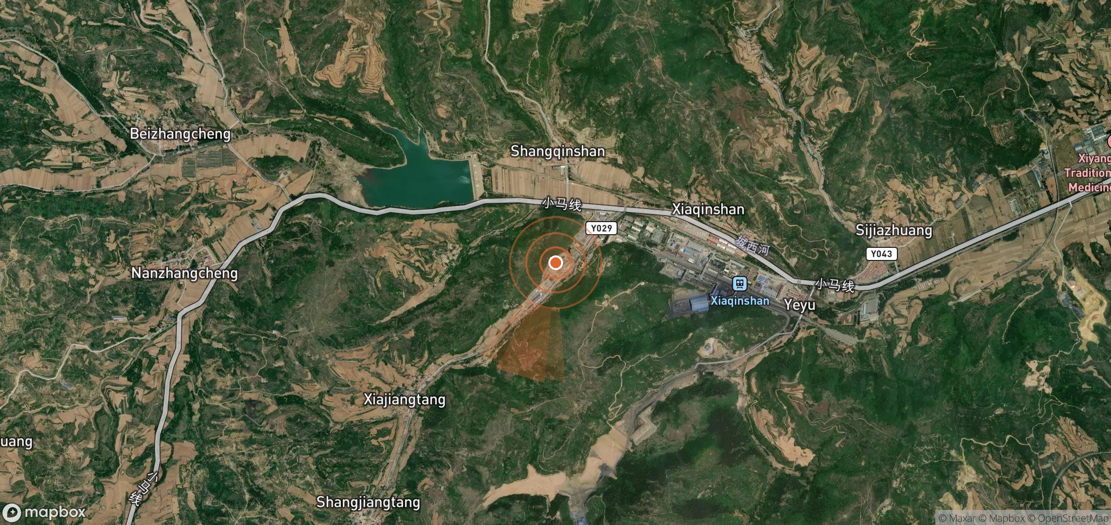 Satellite map of methane plume locations in China