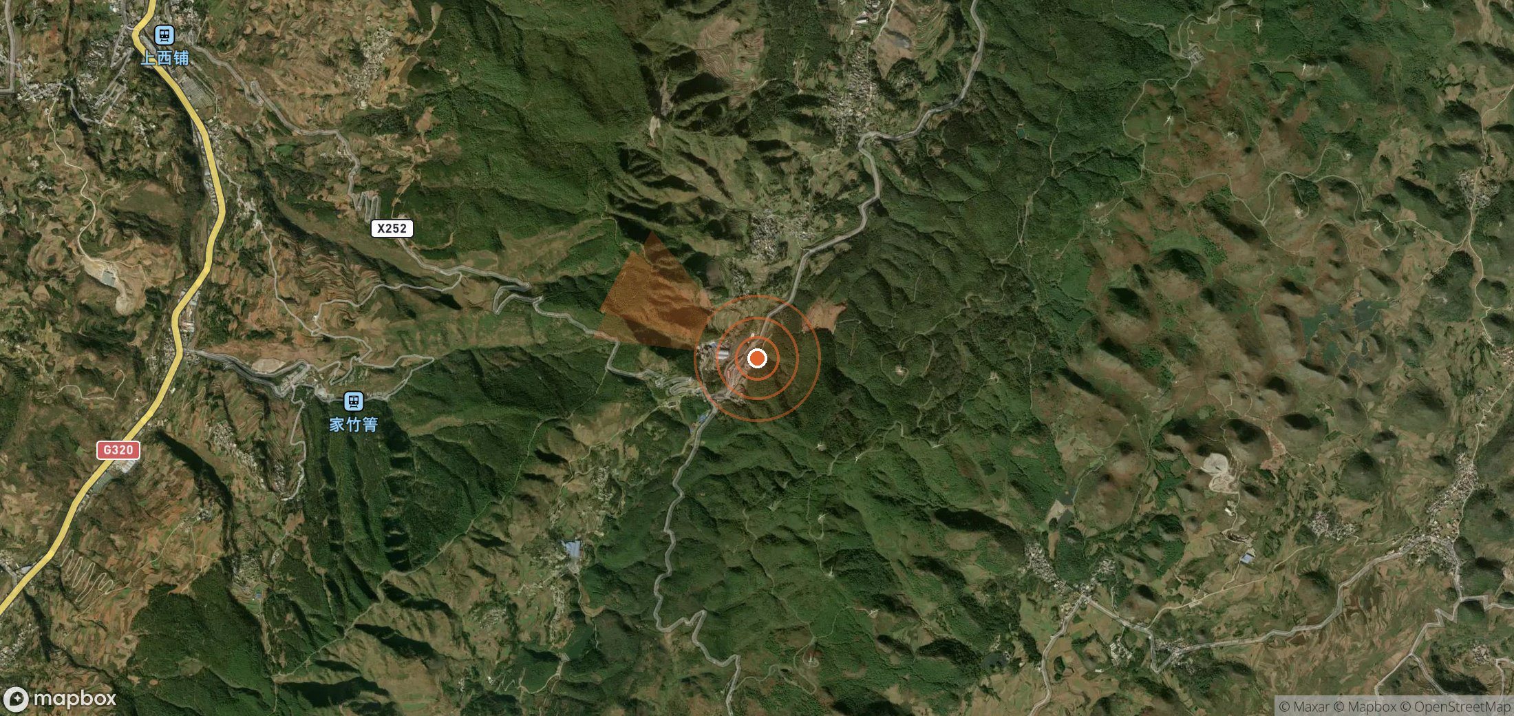 Satellite map of methane plume locations in China
