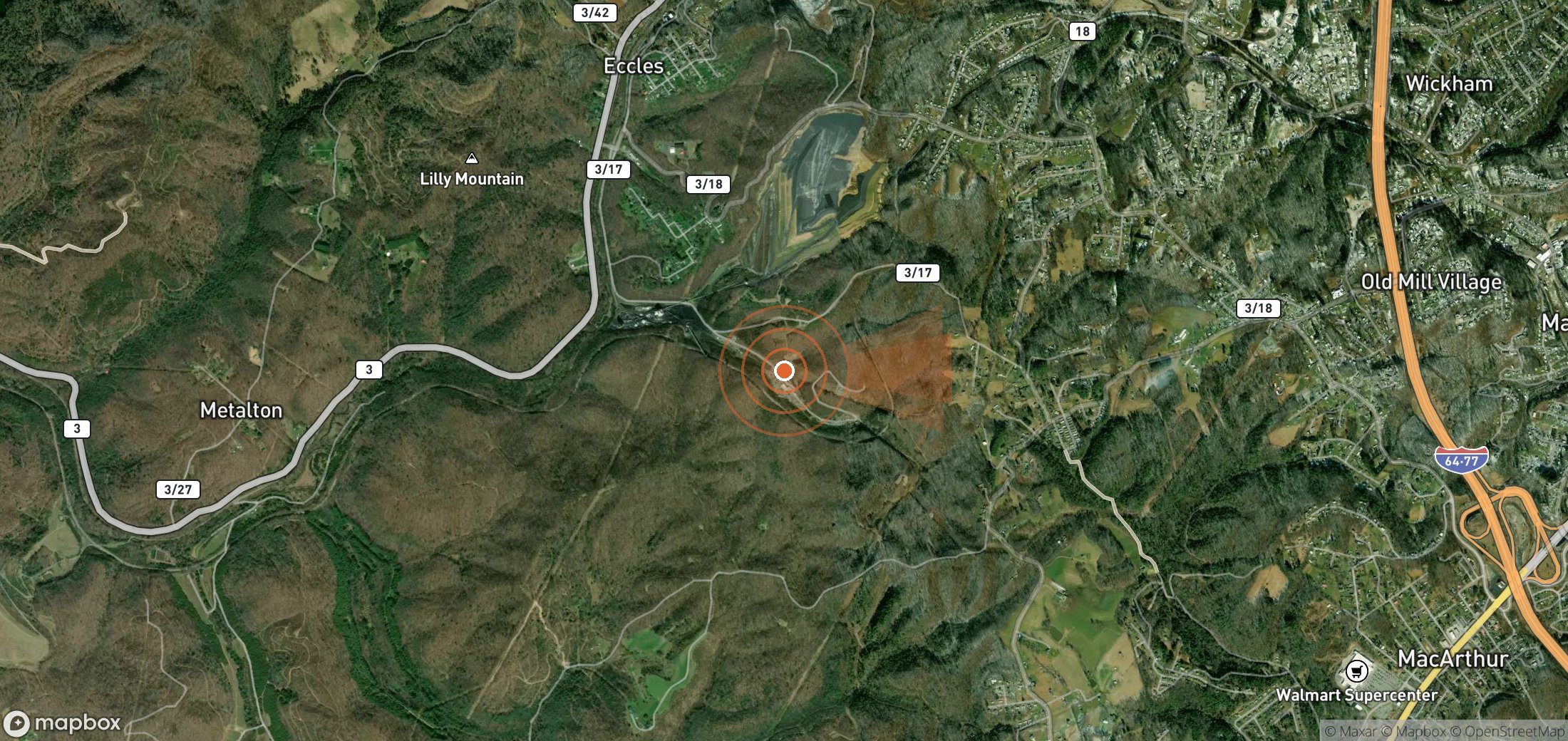 Satellite map of methane plume locations in United States