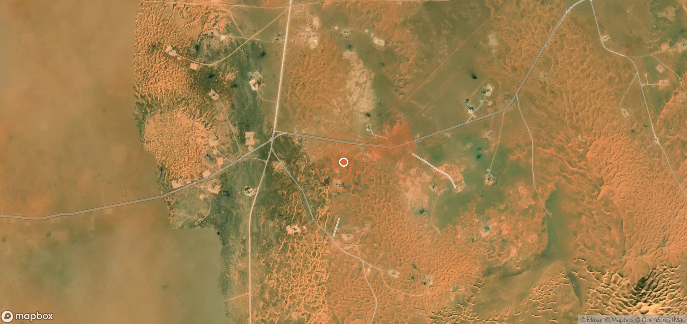 Satellite map of methane plume locations in Algeria